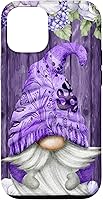Vista 28 de Cute Purple Aesthetic Anemones Flower Pattern Lavender Gnome Case for iPhone 17