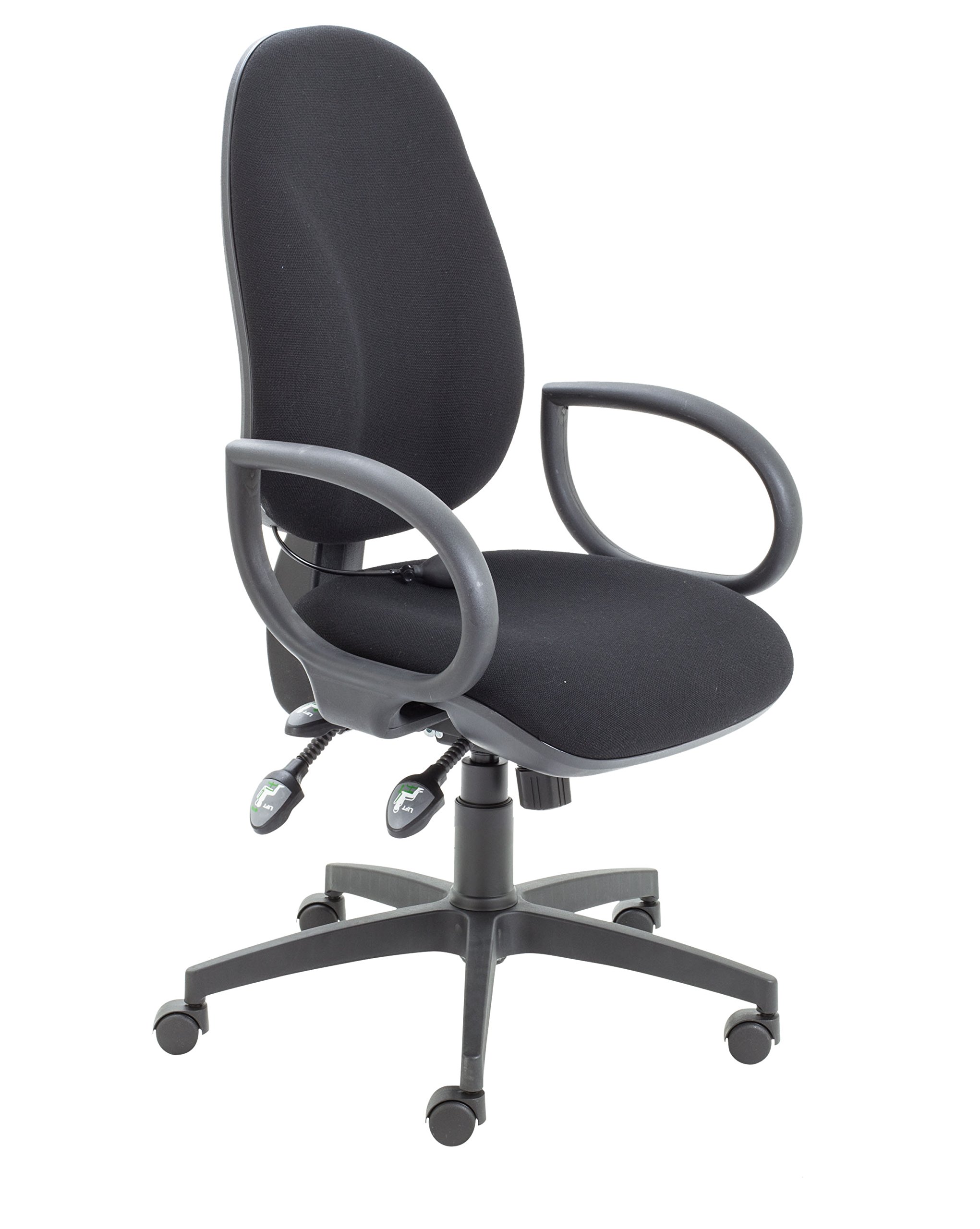 Office Hippo Physio Approved Desk Chair, Ergonomic Home & Office Chair With Adjustable Seat, Back & Lumbar Pump For Comfort & Support, Computer Chair With Fixed Arms - Black