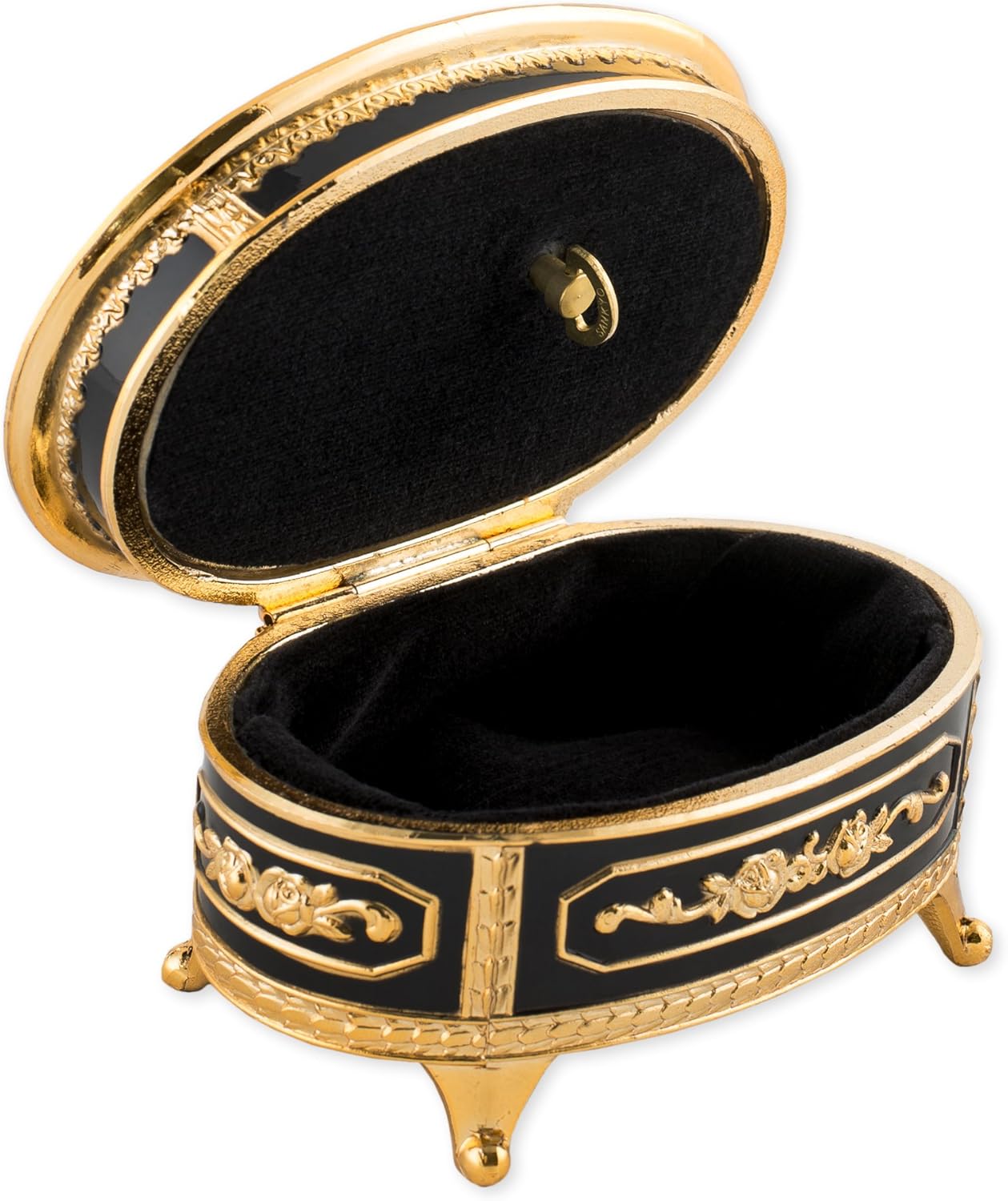 Splendid Limoges Style Oval Music Box Jewelry Box with Lined Jewelry Compartment Playing Candle in The Wind