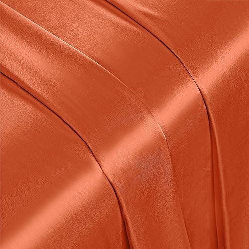 Vista 333 de Vonty Satin Sheets King Silky Soft Satin Bed Sheets Amber Beige Sheet Set, 1 Deep Pocket Fitted Sheet + 1 Flat Sheet + 2 Pillowcases