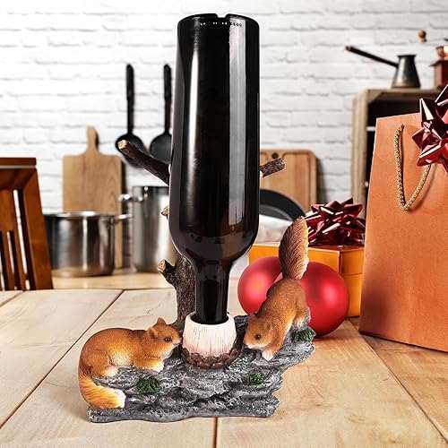 Miniatura 6 de Spingwind - Soporte para botellas de vino de ardilla, soporte de vino de mesa de ardilla de jardín, ideal para regalo de inauguración de la casa