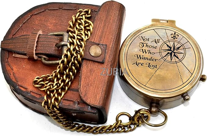 Brújula Vintage de Latón con Estuche de Cuero miniatura 5