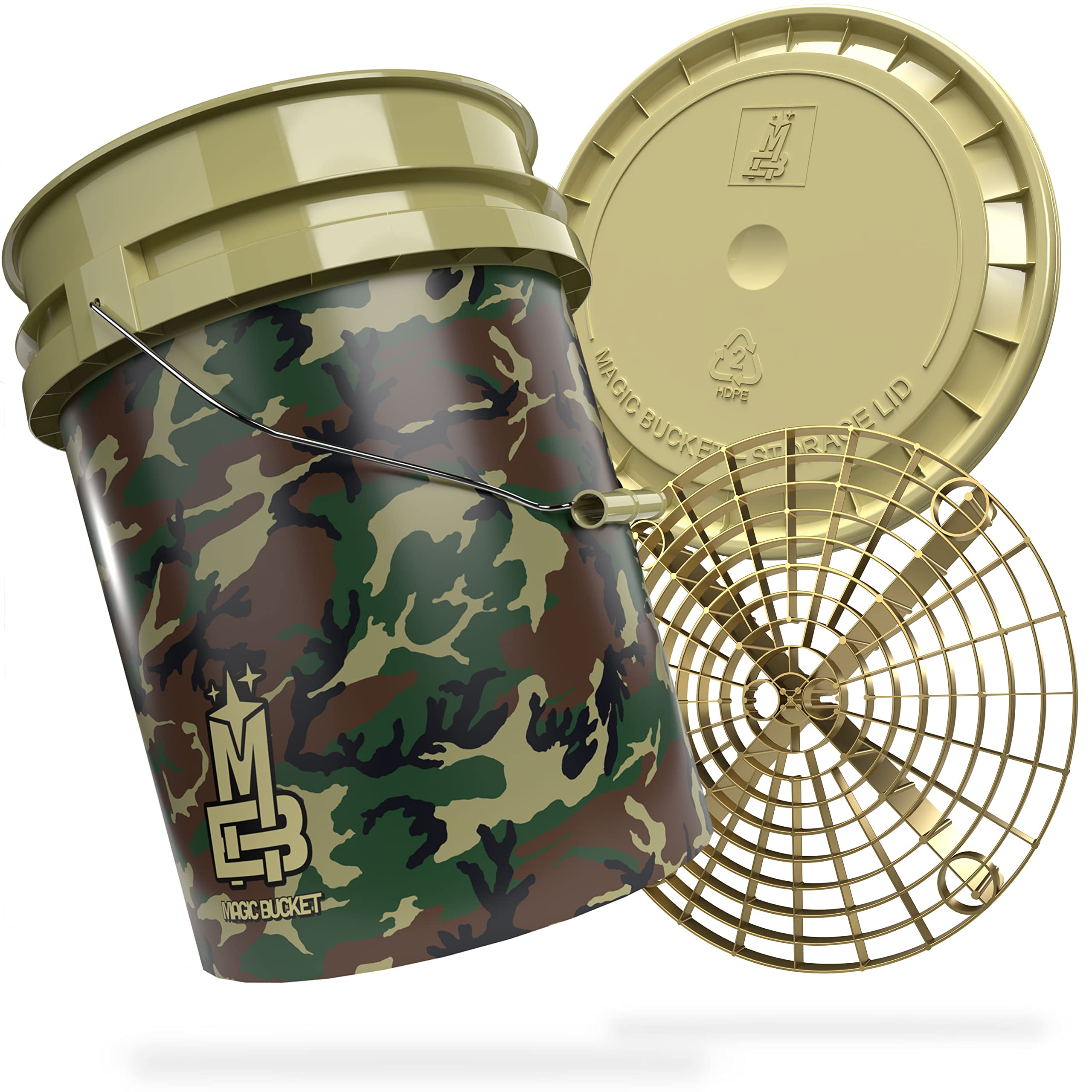 Magic Bucket | Paquete de Lavado a Mano | Cubo de Lavado con Tapa de Cubo a Juego 5 US GALLONS Aprox. 20 litros | con Inserto de Cubo Grit Guard Colador de Suciedad | Set de Lavado