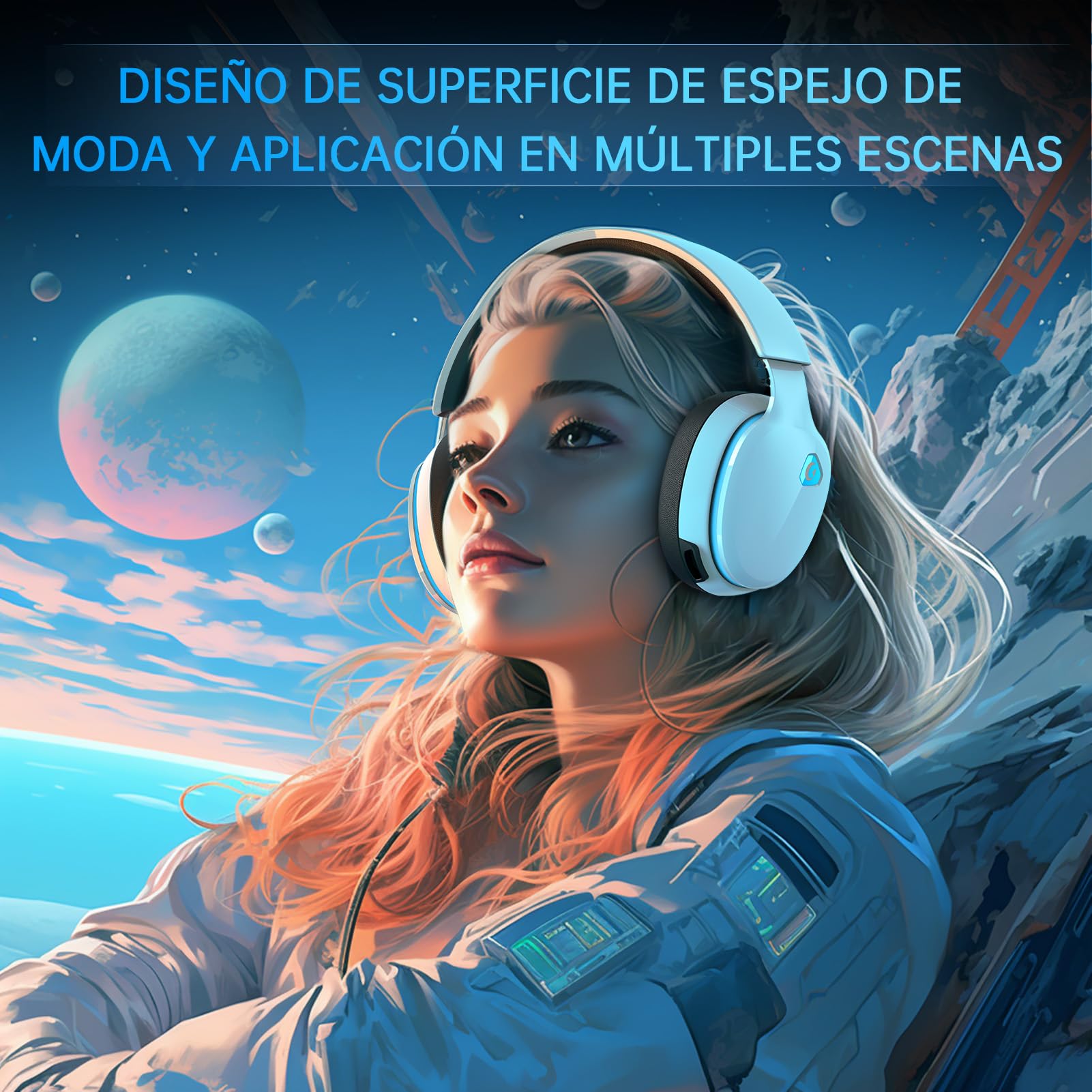 Gvyugke Auriculares Gaming, Auriculares para Juegos de 2,4 GHz para PS5, PC, Auriculares Inalambricos Bluetooth 5.2, Cascos Auriculares con micrófono cancelación, 3,5 mm Auriculares con Cable, Blanco