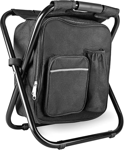 Kikerike Backpack Stool Cooler Chair (Black)