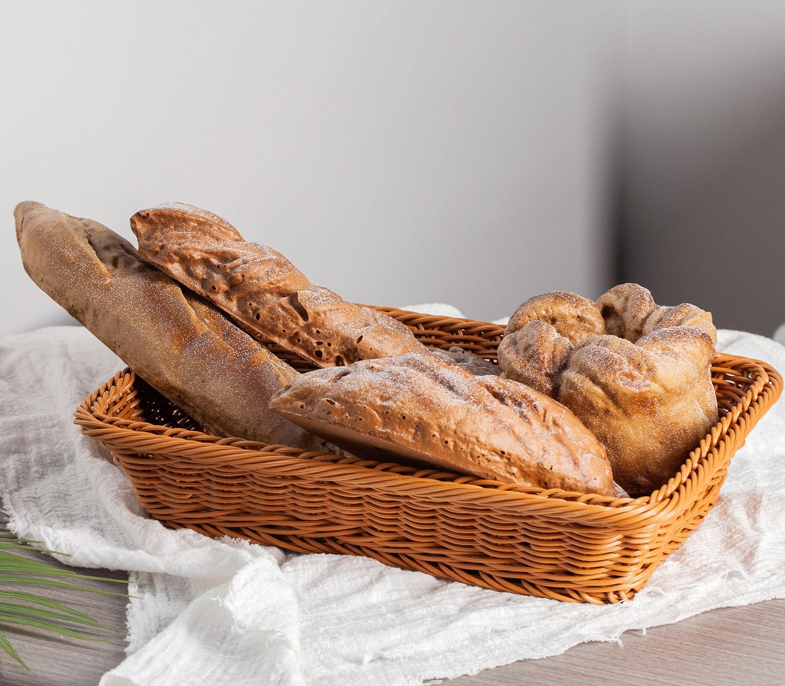 Cesta para Pan,Set de 2 Cestas de Pan Trenzadas, Cesta de Frutas Cestas Almacenaje Cesta Rectangular para Servir Slimentos para el Hogar, Cocina, 25 cm x 35 cm x 7 cm,Trenzado de Plástico
