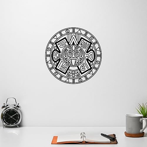 Miniatura 2 de Vinilo adhesivo para pared, diseño de calendario maya azteca, amuleto, decoración grande (1448ig), color negro