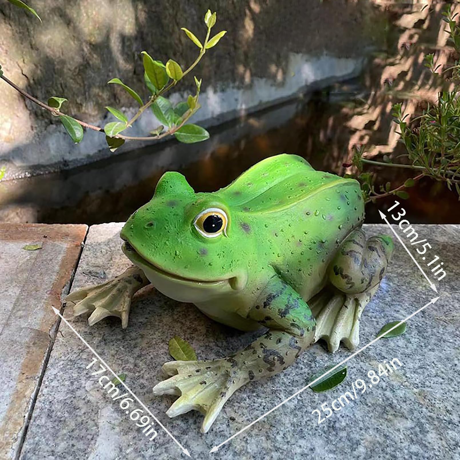 Frosch deko EIN singender Gartenfiguren & gartenstatuen Realistische Harz Froschskulptur Garten deko draußen Balkon Teichdekoration,Geschenke für Gartenliebhaber,Grün,25x17x13cm