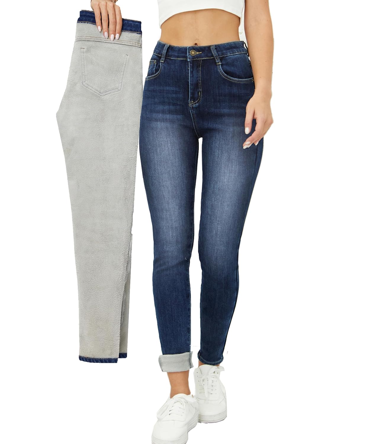 heipeiwa Fleece Lined Skinny Jeans for Women