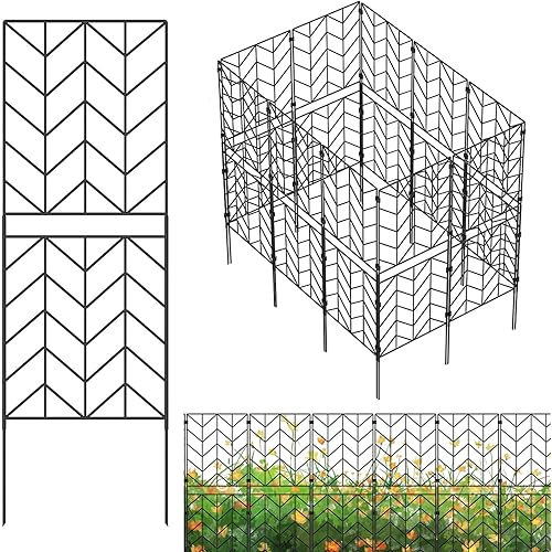 YBING Tall Decorative Garden Fence, 10 Pack Garden Fencing, 38in (H) x 10Ft (L) Rustproof Metal Fence Border, Animal Barrier for Dog, Border Panel Fencing, Fence No Dig for Patio Flower Bed Landscape