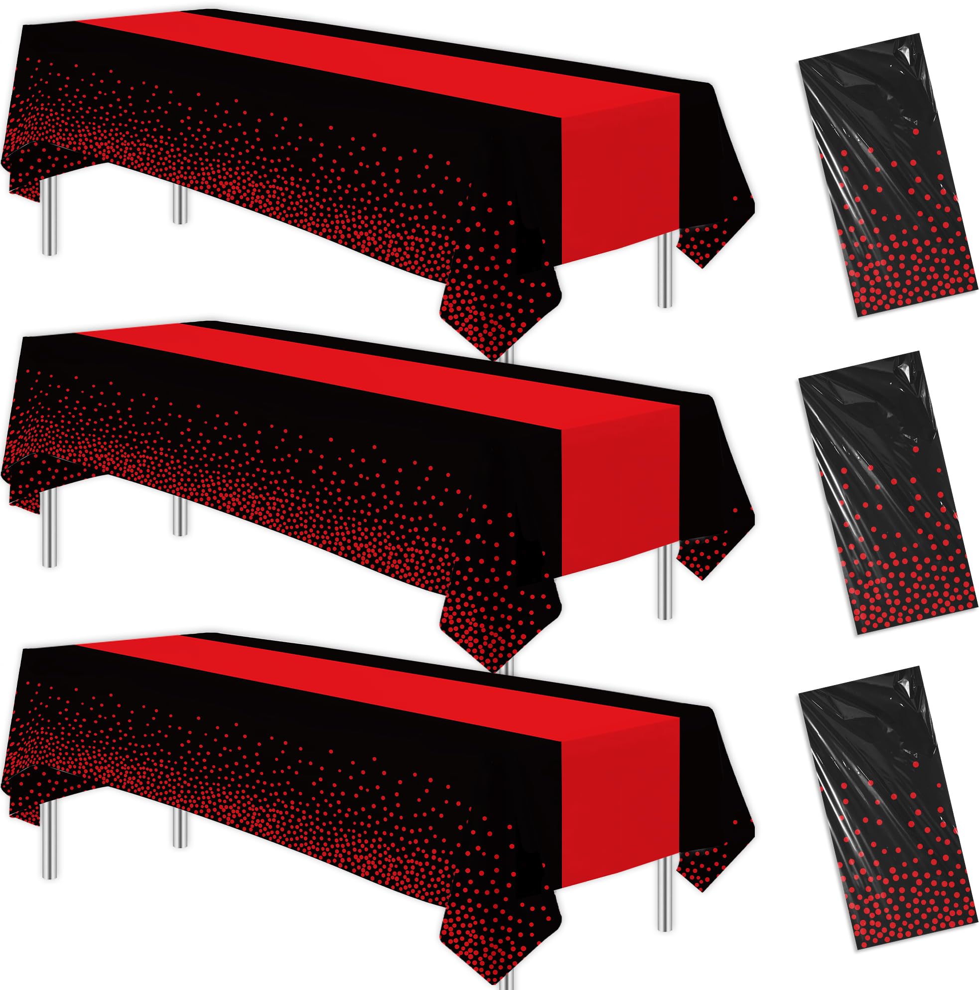 Suhelkit Black and Red Party Tablecloth Decorations, Print Red Table Runner