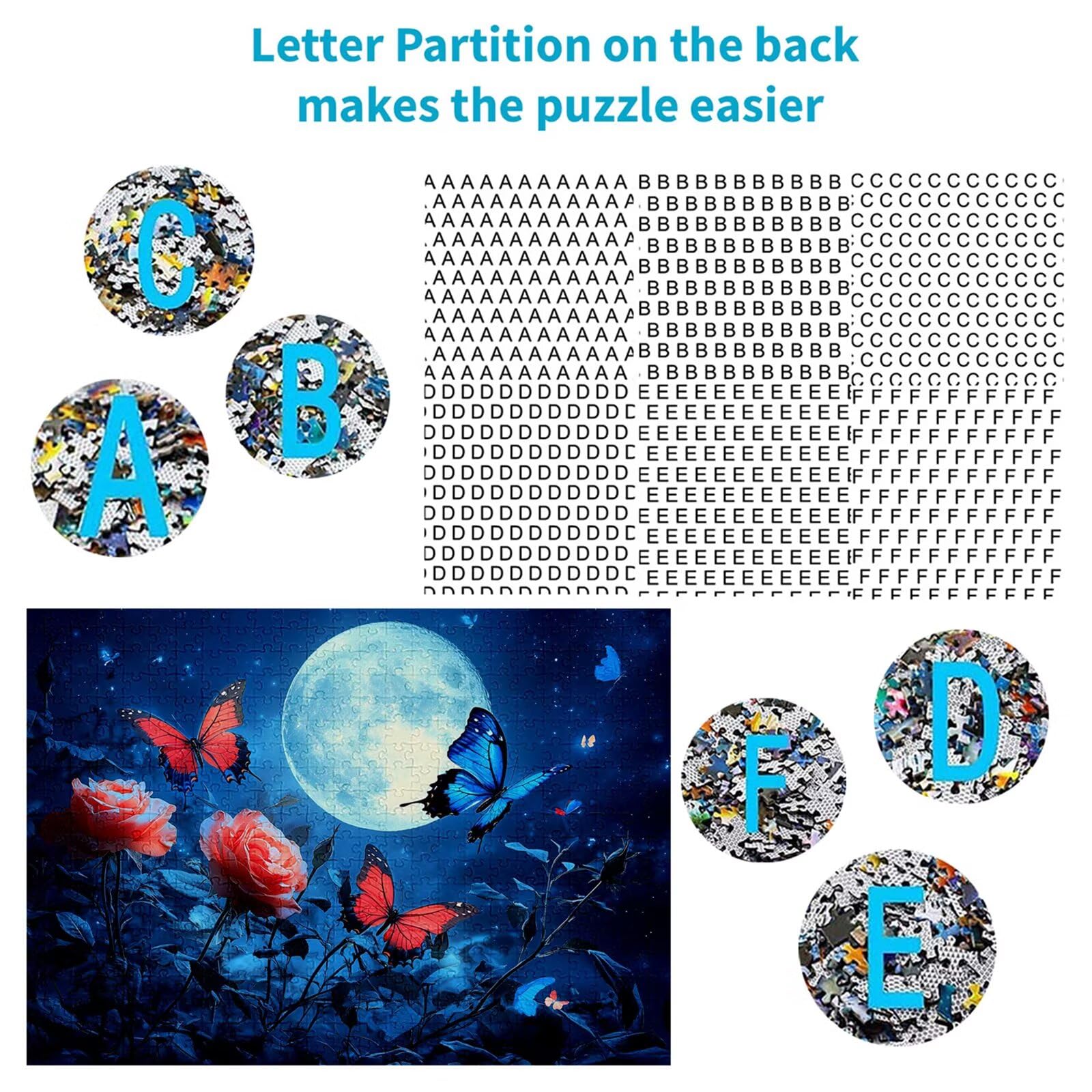 Puzzle 1500 Pezzi Farfalla Puzzle Adulti Sfida Impossibili Jigsaws Fiori Classica 3D Pattern Art Jigsaws per Divertimento Adulti e Bambina, Gioco Familiare, Festa Aziendale,Amore e Amico 87x57cm C-719