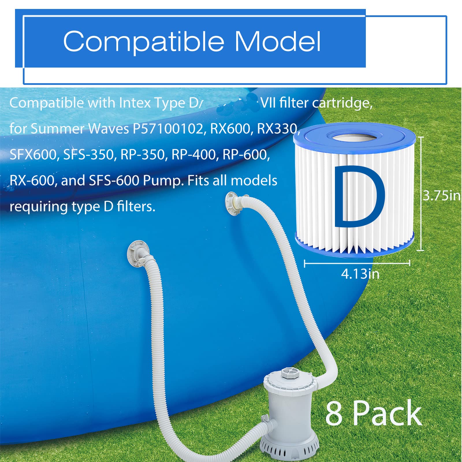 Lot De 4 Cartouches Filtrantes Type D Pour Summer Intex Type D Pour