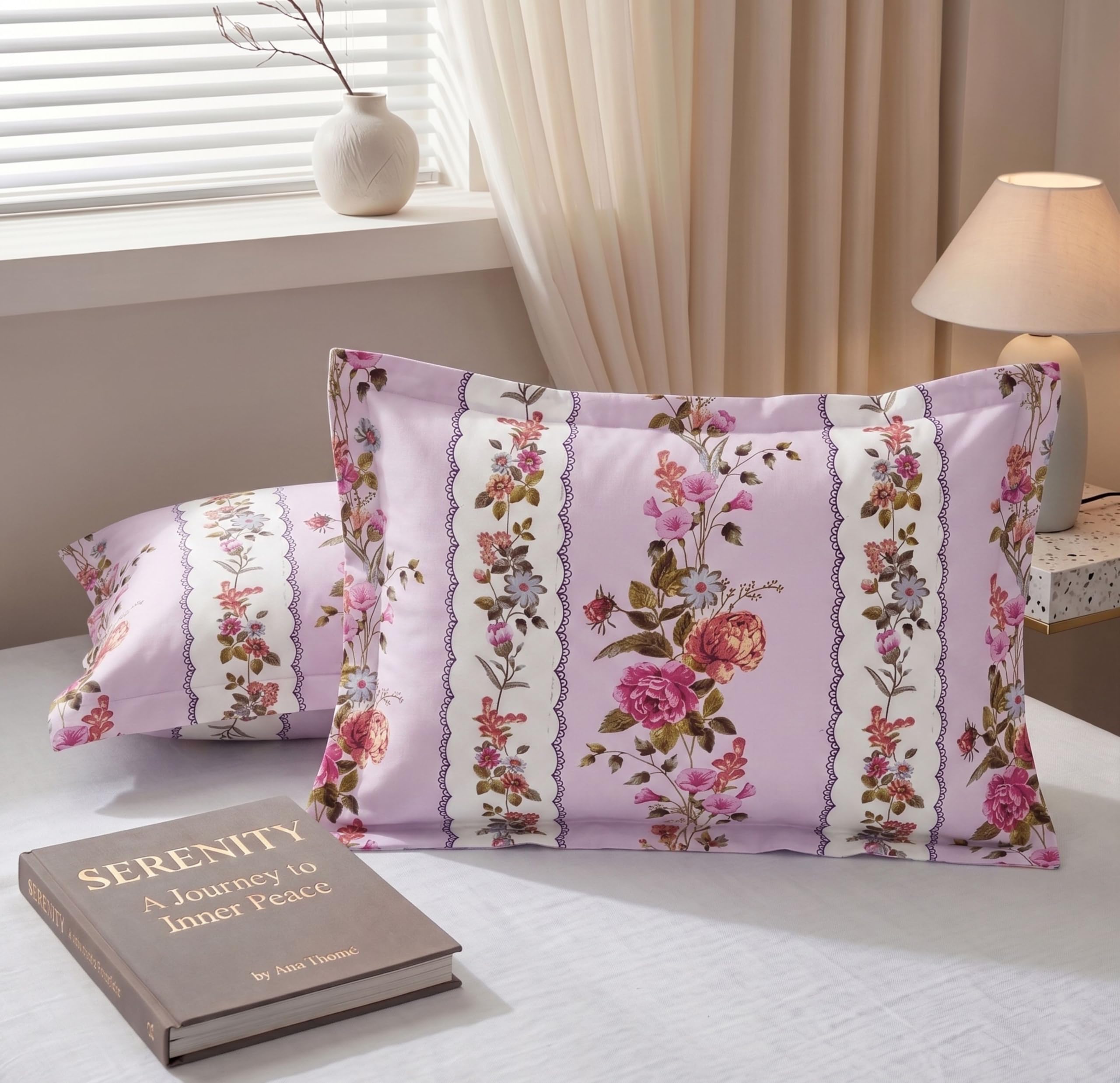 BSB HOME Cotton Pillow Covers Pack of 2, 210 TC Soft Breathable Hypoallergenic Pillow Cases, Fade Resistant Bed Pillow Covers, 17 x 27 Inches (43 x 69 cm) (Orchid Pink)