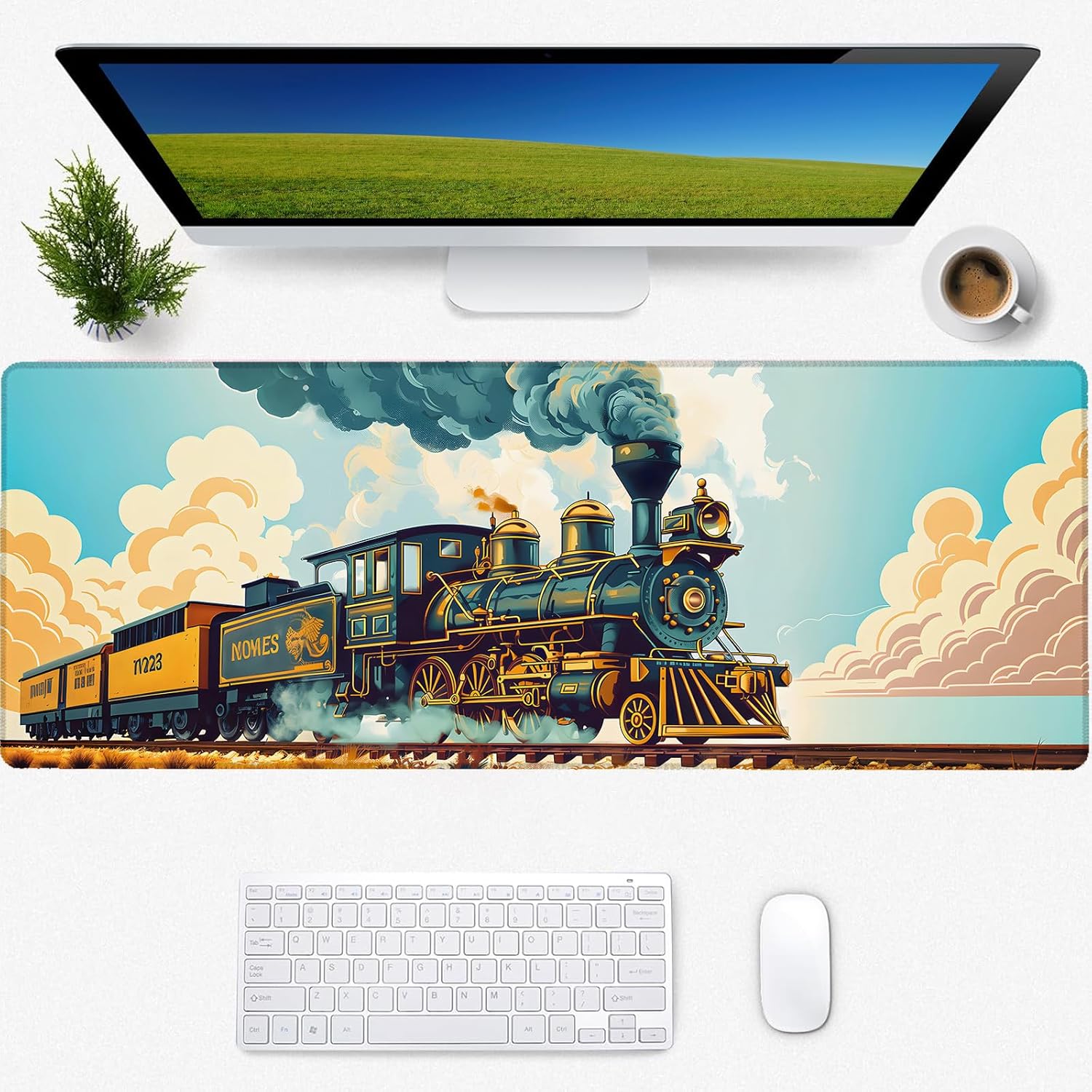 Classic Steam Train Gaming Mouse Pad, Desk Mat, Non-Slip Rubber Base Cool Aesthetic MousePads for Computer Laptop Keyboard Office School Home Desktop Accessories Decor 31.5″ x 11.8″ Classic Steam Train Gaming Mouse Pad, Desk Mat, Non-Slip Rubber Base Cool Aesthetic MousePads for Computer Laptop Keyboard Office School Home Desktop Accessories Decor 31.5″ x 11.8″