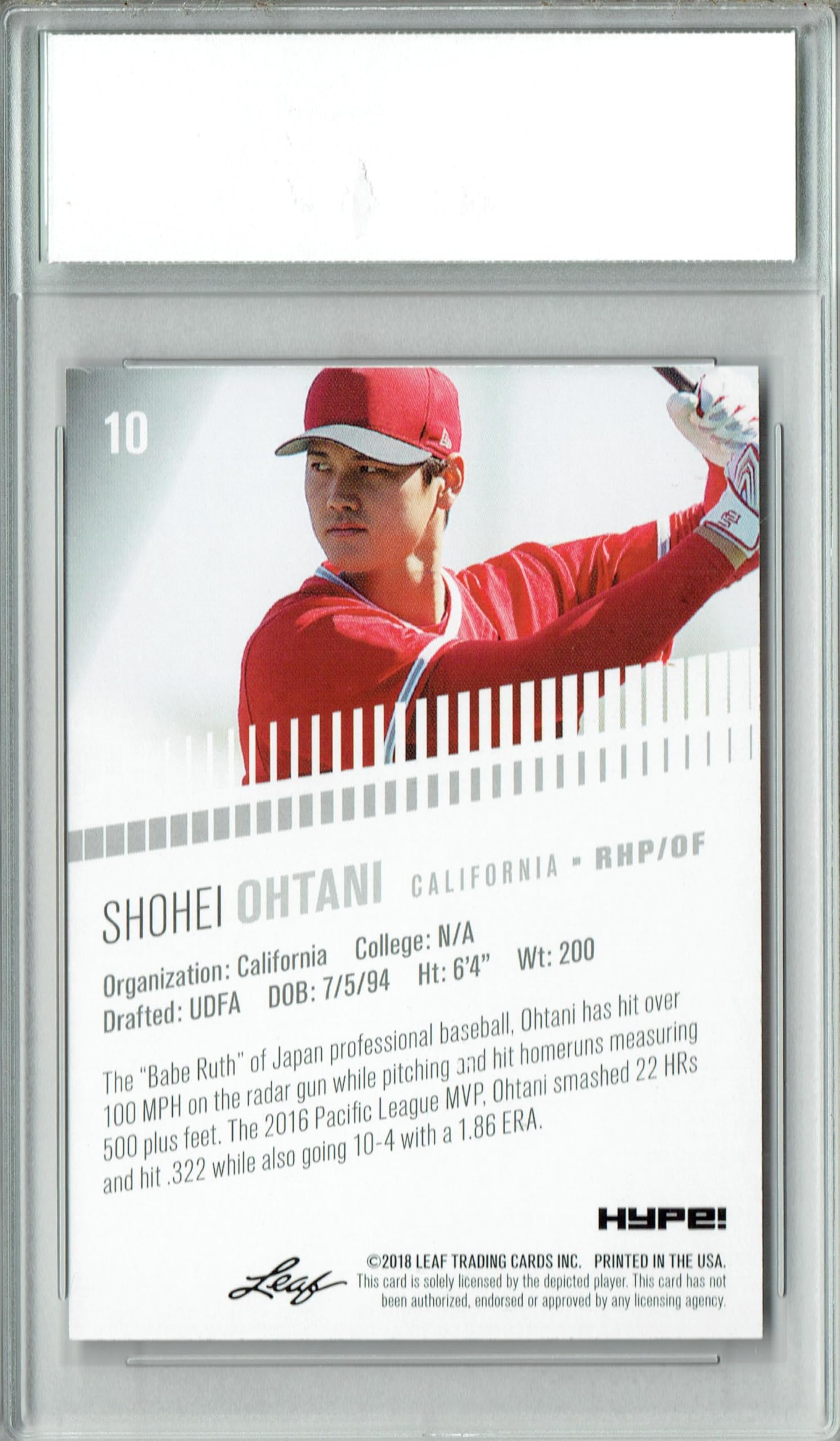 Amazon.com: Shohei Ohtani 2018 Leaf HYPE #10 Just 5000 Ever Made 