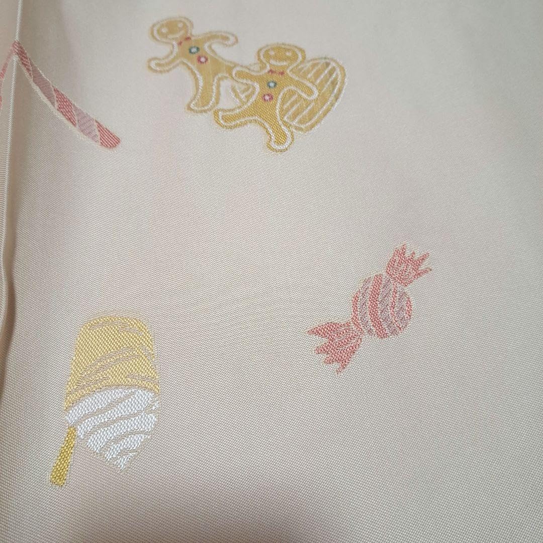 83番未仕立て新品袋帯　西陣織　クリスマスにオススメ！ピンクベージュの六通袋帯 83番未仕立て袋帯 西陣織 クリスマスに ピンクベージュの六通袋帯 83番