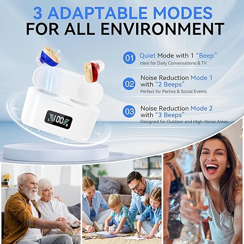 Miniatura 7 de Audífonos invisibles para personas mayores y adultos, sonido claro y sin silbidos, funcionamiento de 3 modos, audífono digital de 16 canales