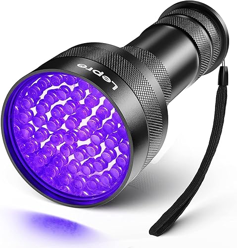 Lepro Luz negra de mano con 51 LED, linterna UV, luz negra, detector de 395 nm para orina de mascotas, manchas, chinches y escorpiones, batería no