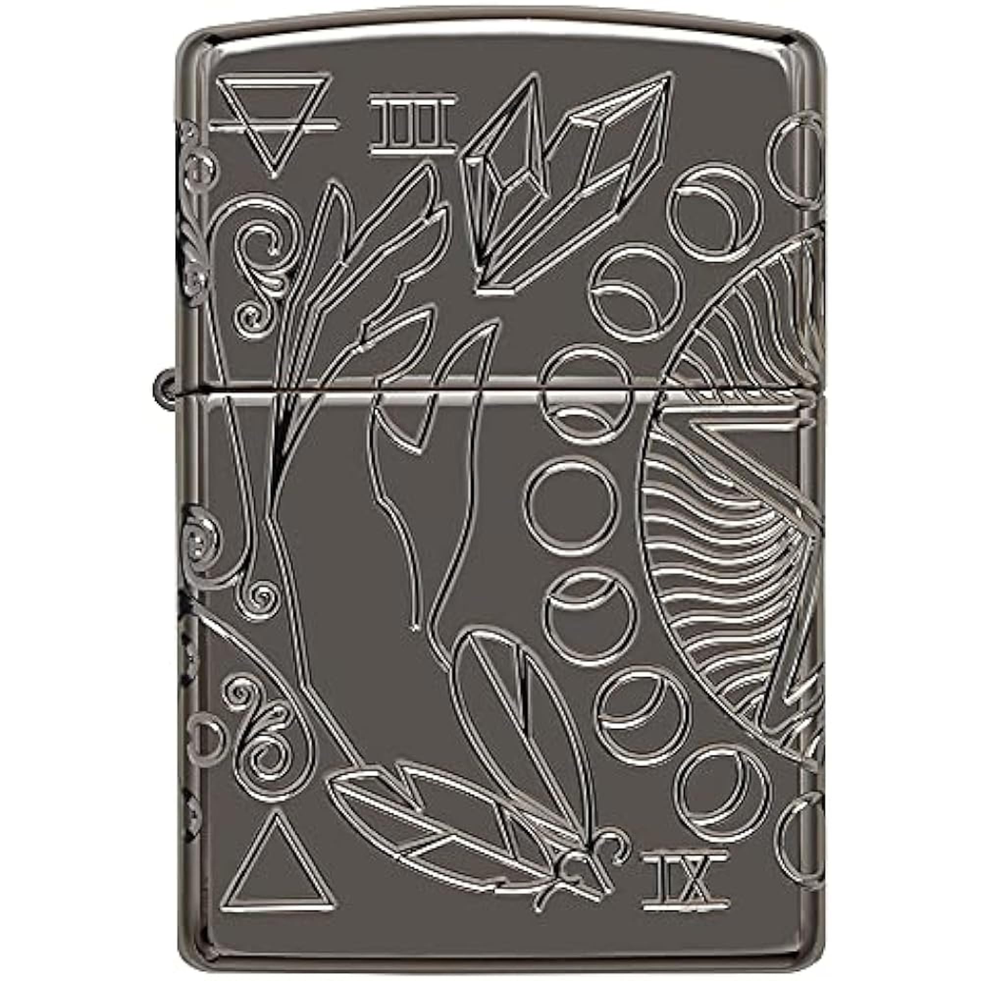 Zippo Briquet Tempête - Design Wicca, Multi Cut - Finition Armor Noir Poli Brillant - Rechargeable - Réutilisable - Design Coupe-Vent - Coffret Cadeau Fabriqué aux États-Unis