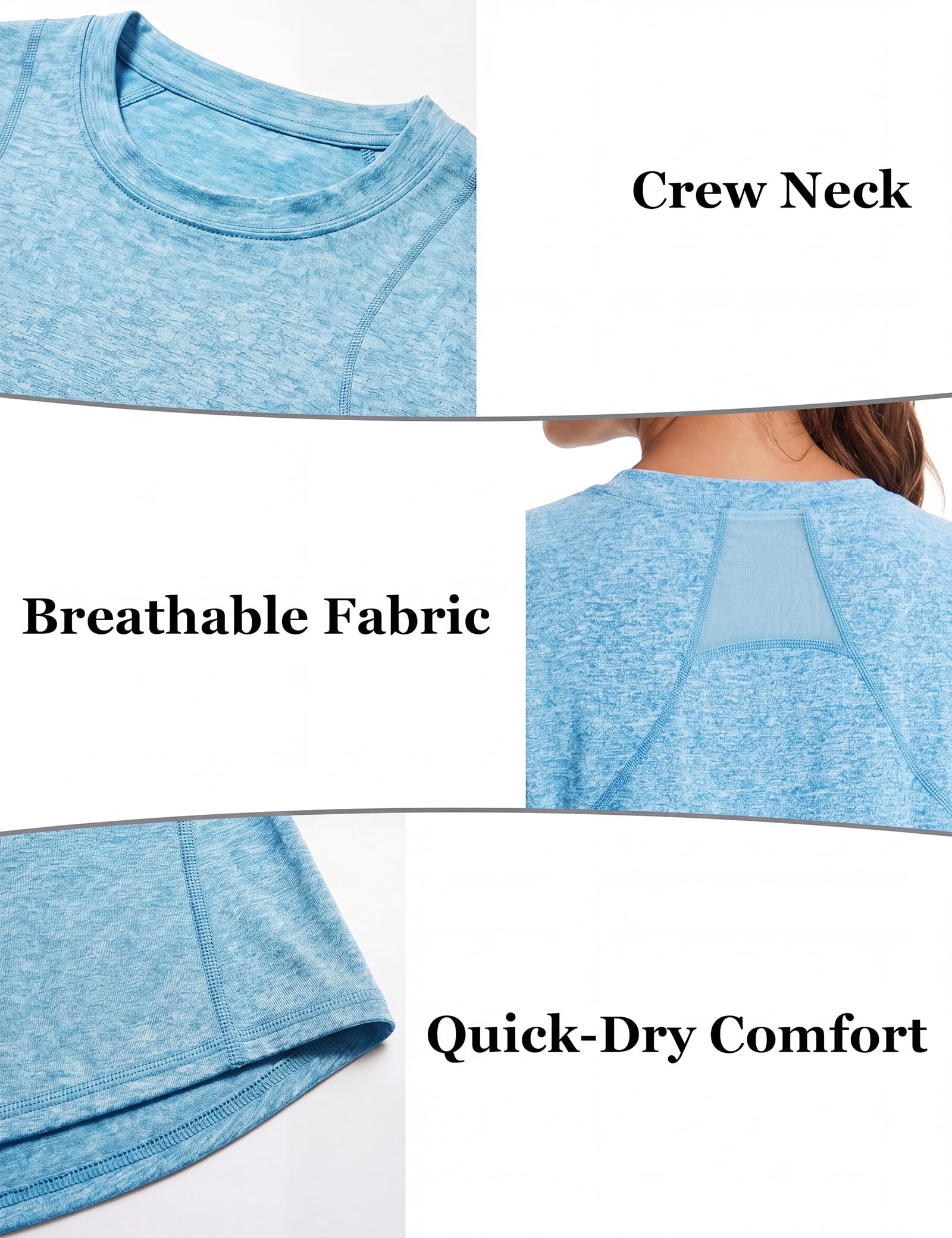 Gyabnw Camiseta Deporte Mujer Camisetas Fitness de Manga Corta Camiseta Holgada de Secado Rápido Deportiva Entrenamiento Atlético Ropa Yoga VeranoTop con Cuello Redondo