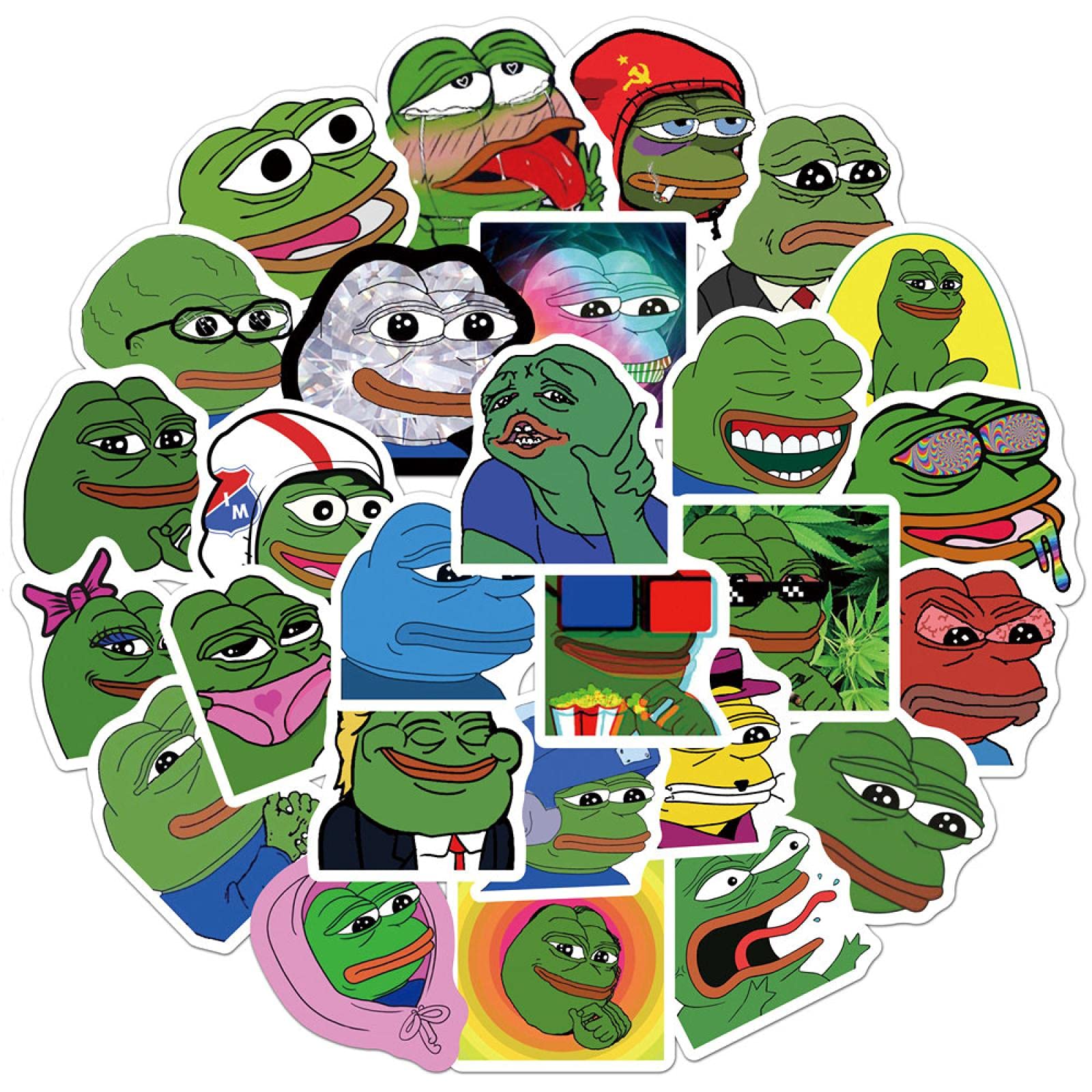 50pcs Sad Frog Pepe Funny Graffiti Stickers for Phone Skateboard Helmet Car Gift Bicycle Notebook Car DIY Sticker Kids Toy