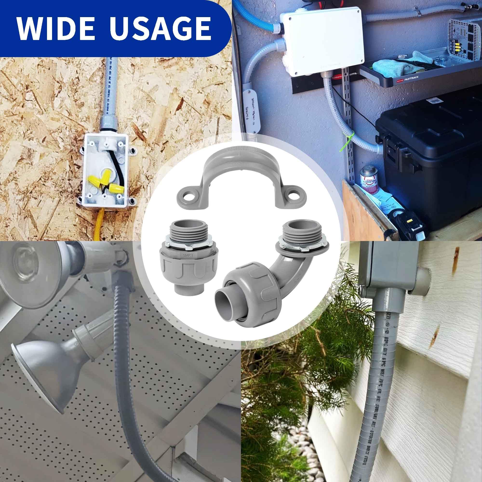 (30 sztuk) yariwiz 1-calowy zestaw przewodów elektrycznych z PCW z tworzywa sztucznego, szczelne złącze przewodu, 10 szt. kolanek kablowych 90 stopni i 10 sztuk pasków kablowych