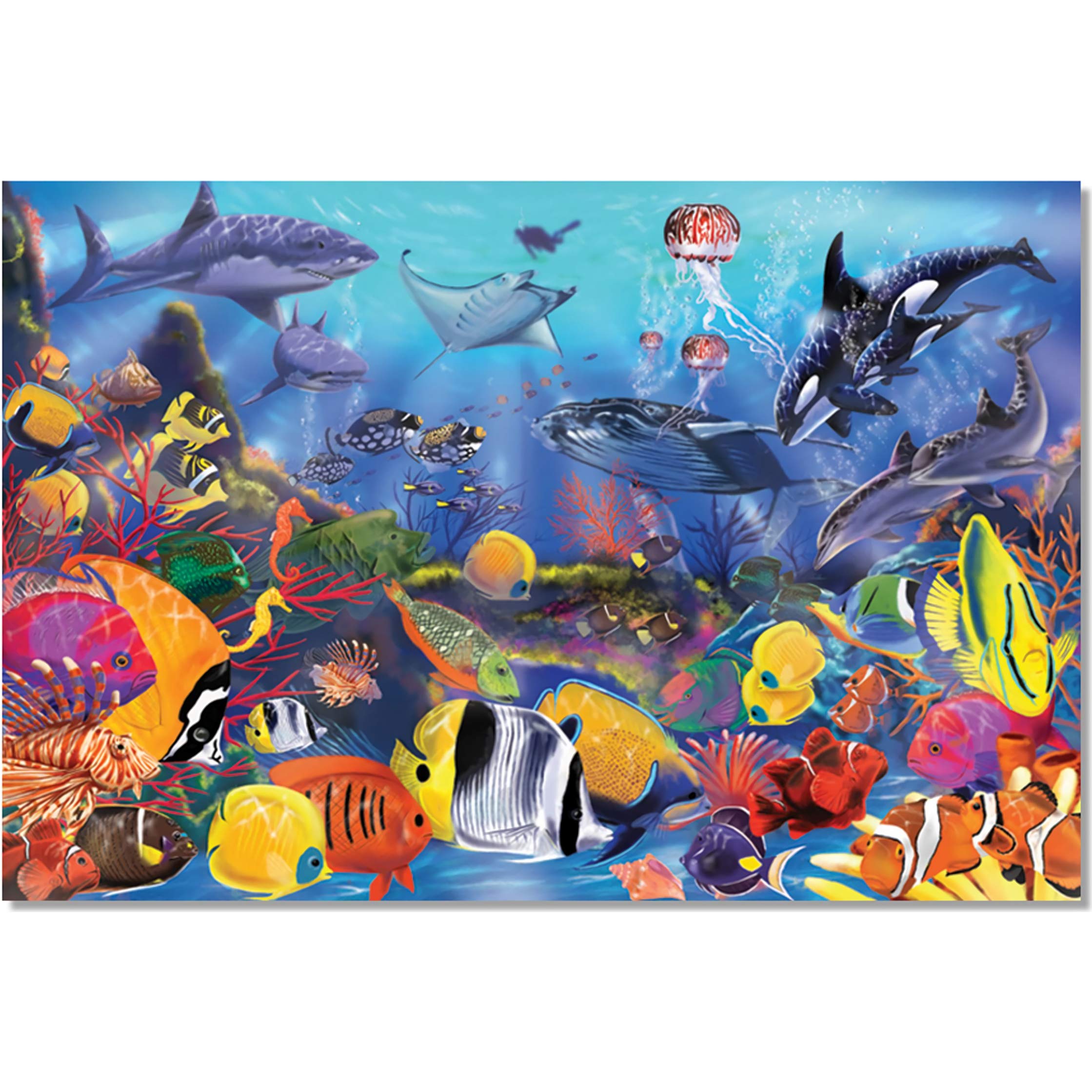 Underwater: 48 Piece Floor Puzzle & 1 Me l i ssa & Doug Scratch Art Mini-Pad Bundle (90427)