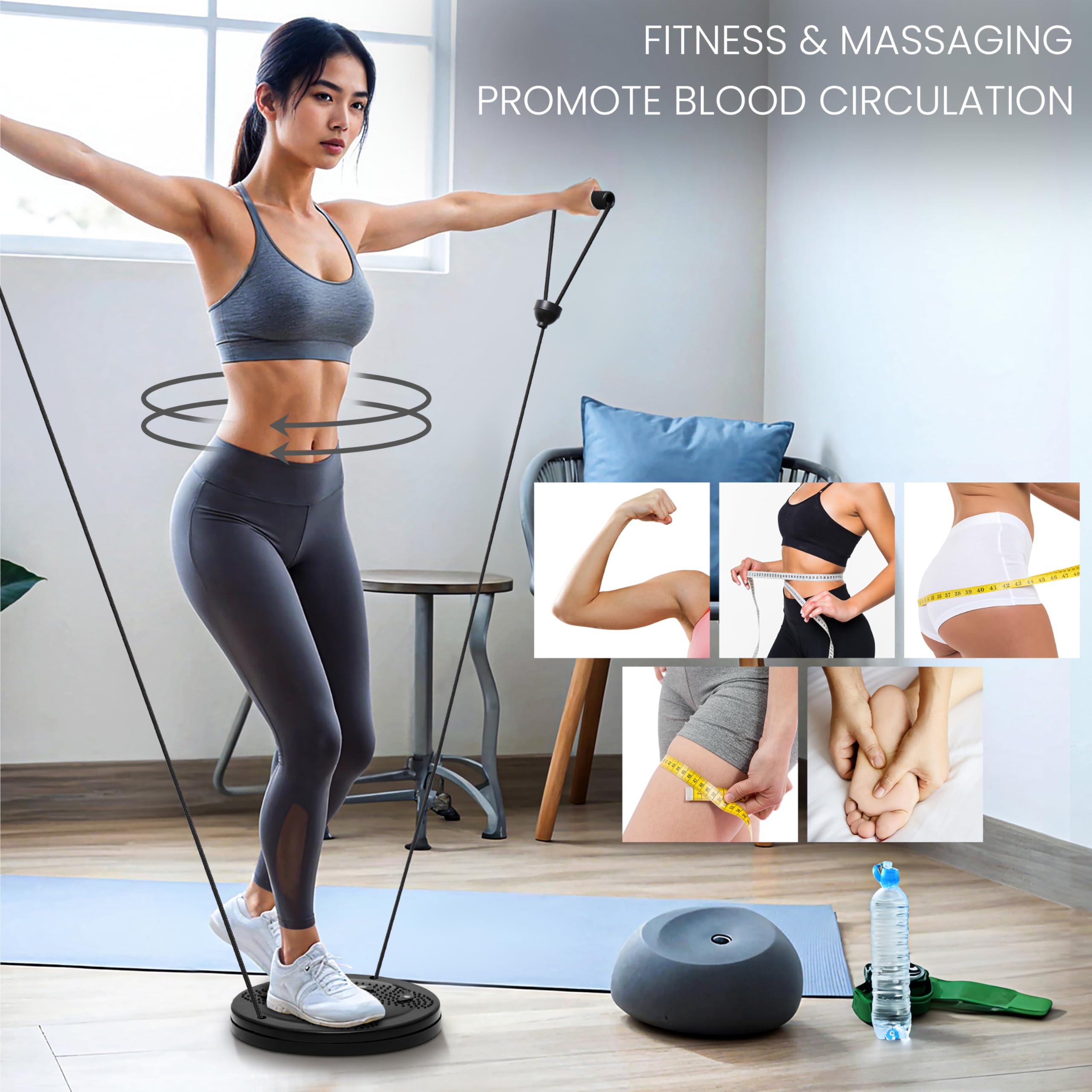 Belle Vous Pedana Vibrante - Waist Whisper - Sport Attrezzi Palestra a Casa - Supporto Girevole Fitness - Disco Rotante per Esercizi