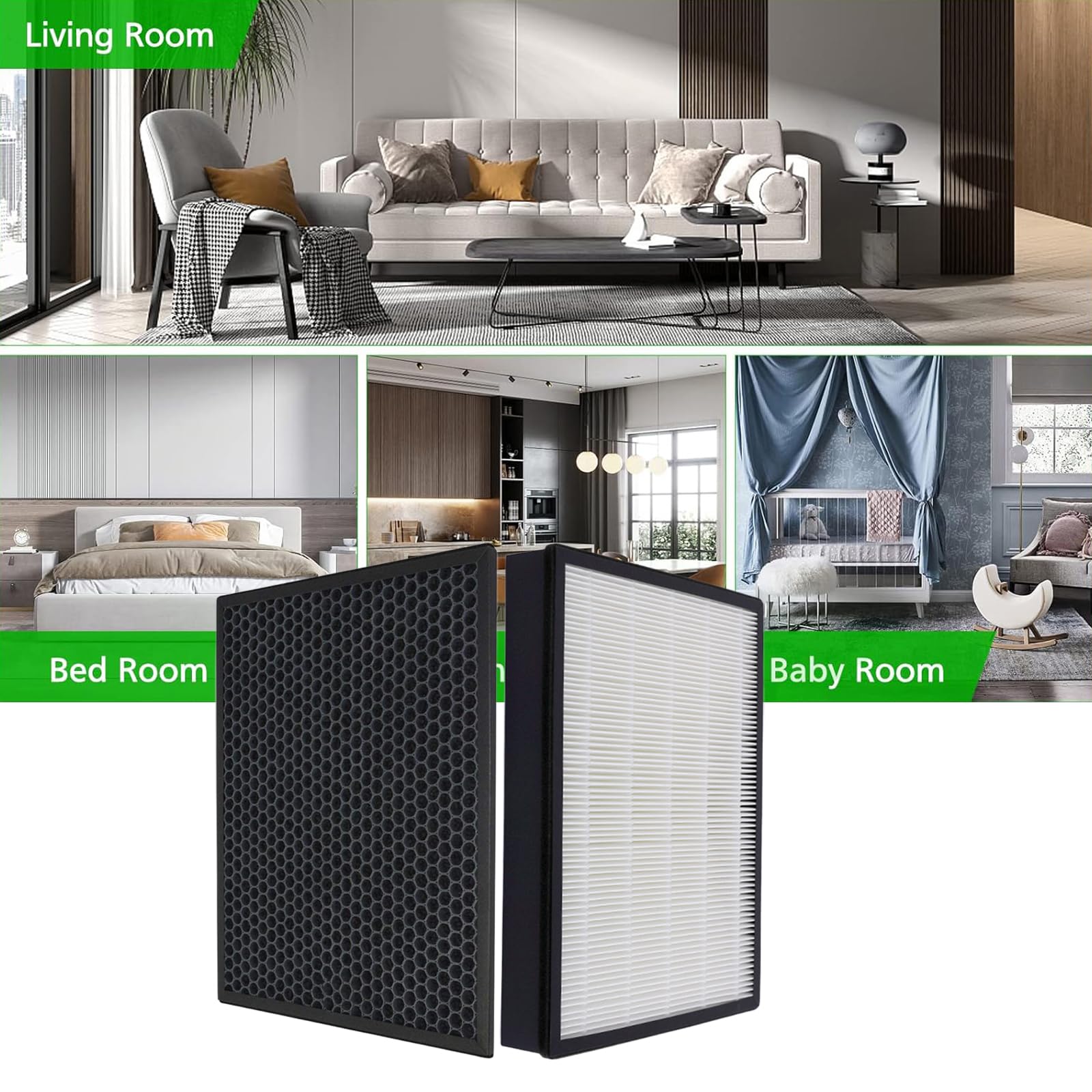 Filtri Ricambio Per Philips AC3256/AC4550 – HEPA + Carbone Attivo (2 Pezzi)