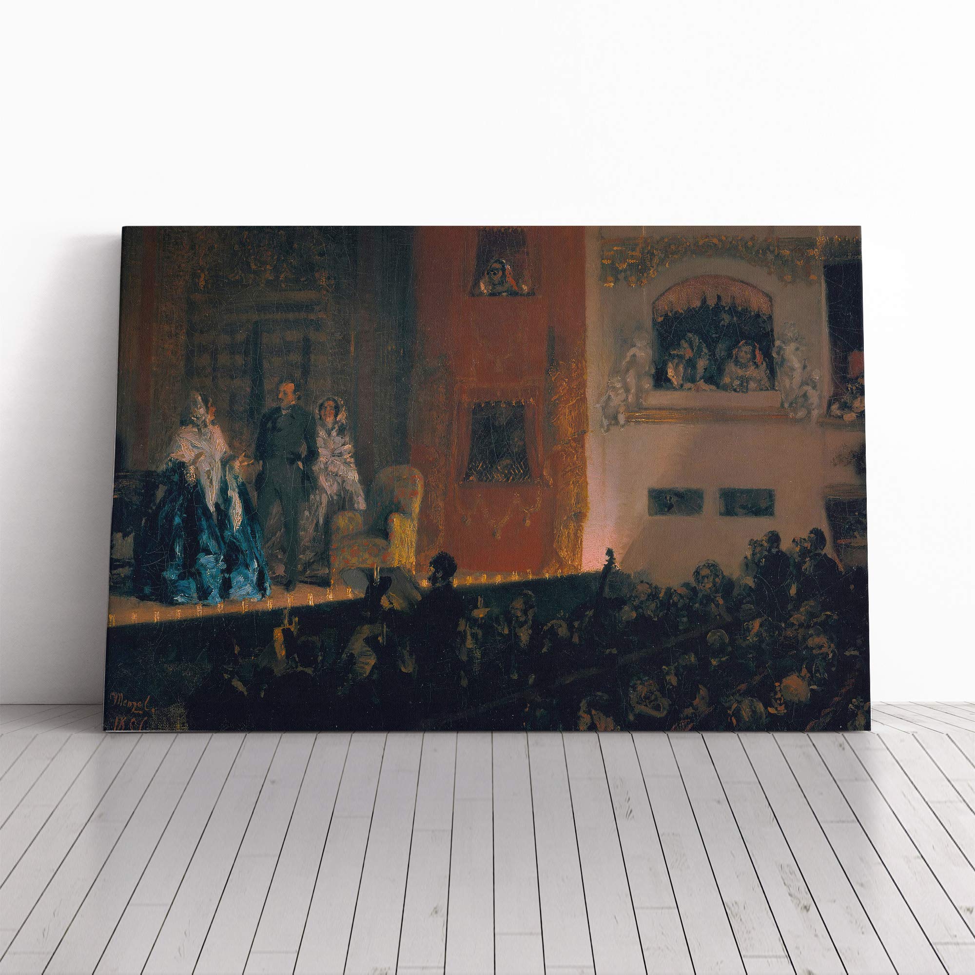 Adolph Menzel Theatre in Paris Canvas Print | Gallery Wrapped 30mm Frame Wall Art | 30x20 inches | Ready to Hang | Modern Picture | Living Room Bedroom Lounge Office