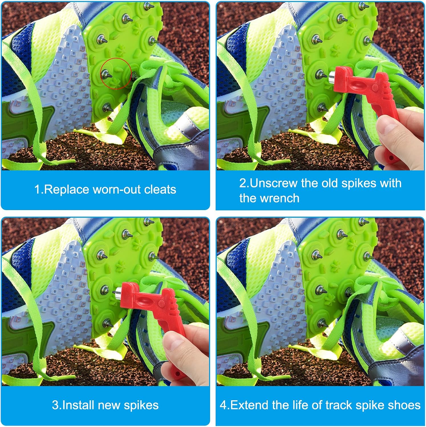 PATIKIL Steel Track Spikes Sports Shoes Spikes Replacement Accessories with Spike Wrench for Long Jumping Running