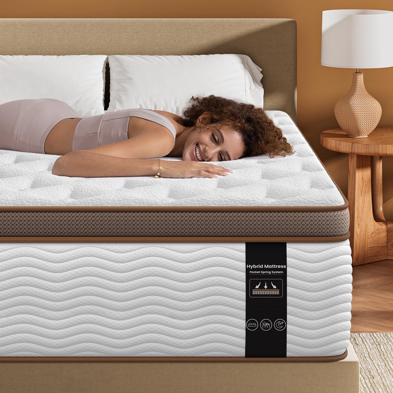 BedStory Firm Queen Mattress 14 Inch Cooling Hybrid 7-Zone