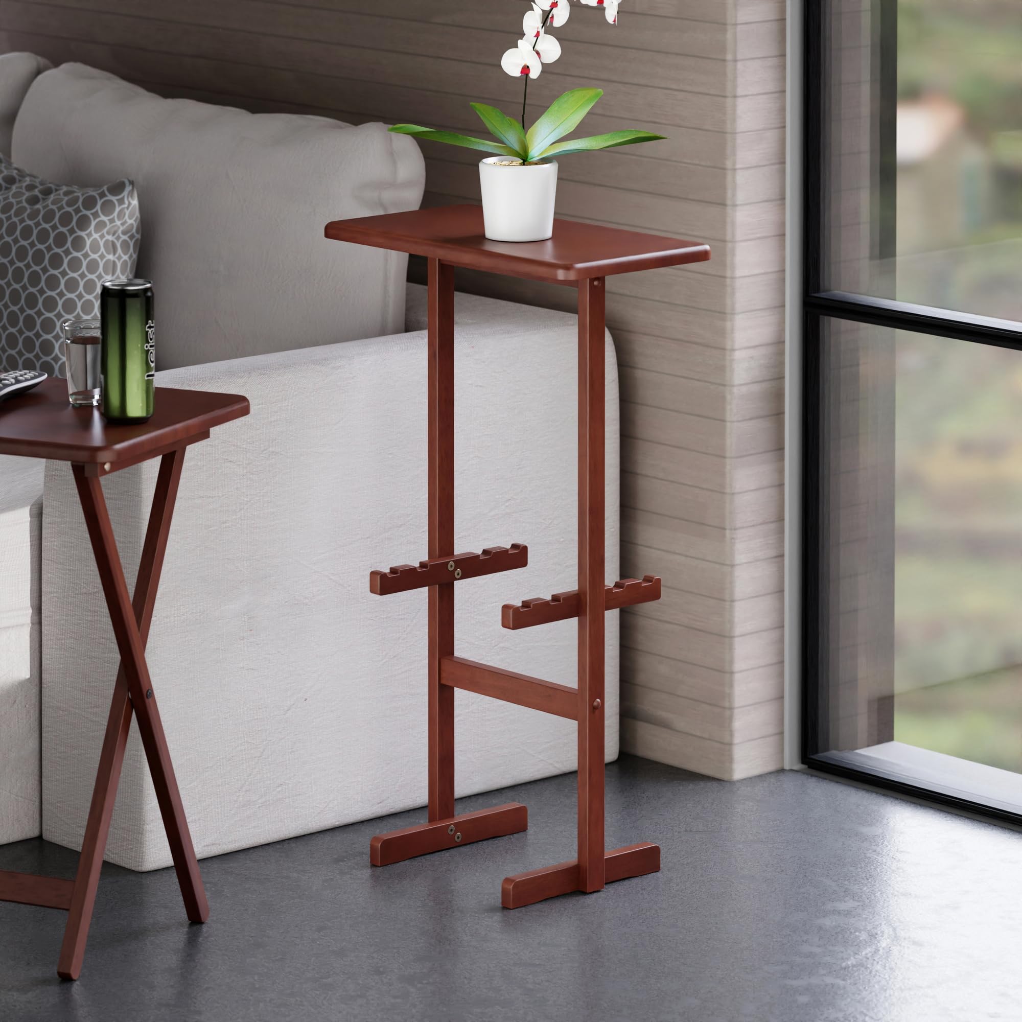 Amazon.com: Winsome Riley Snack Table Rack, Walnut | Easy to Store