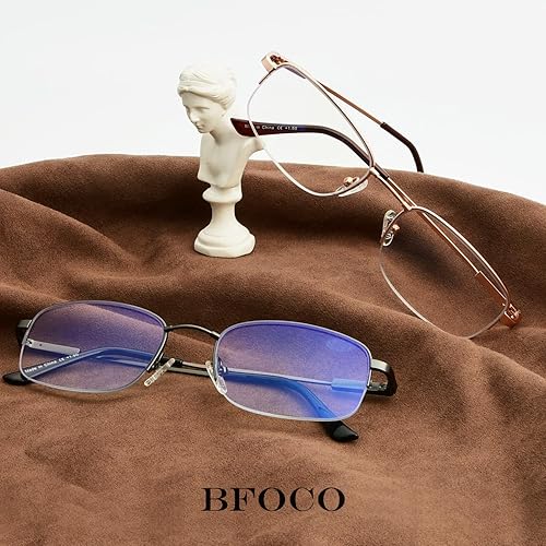 Miniatura 6 de BFOCO Gafas de lectura progresivas de medio borde para mujeres y hombres, lentes de bloqueo de luz azul multienfoque con lectores de bisagra de