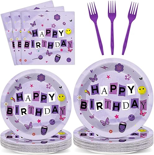 Miniatura 57 de 96 platos y servilletas de papel de fiesta de los 90 para fiestas de cumpleaños con temática retro de los 90, suministros de fiesta de cumpleaños