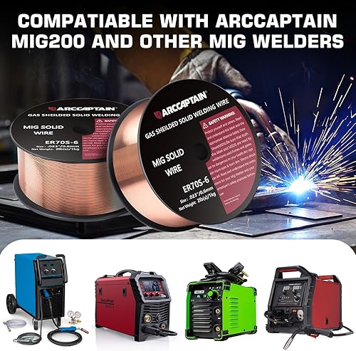 Miniatura 7 de ARCCAPTAIN Alambre de soldadura MIG, alambre MIG ER70S-6, 2 libras, acero al carbono sólido de gas, alambre de soldadura MIG de baja salpicadura