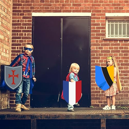 Miniatura 7 de ReliThick Juego de 36 protectores de cartón en blanco para bricolaje, para decorar el escudo de cartón, formas de escudo, recortes con asas para