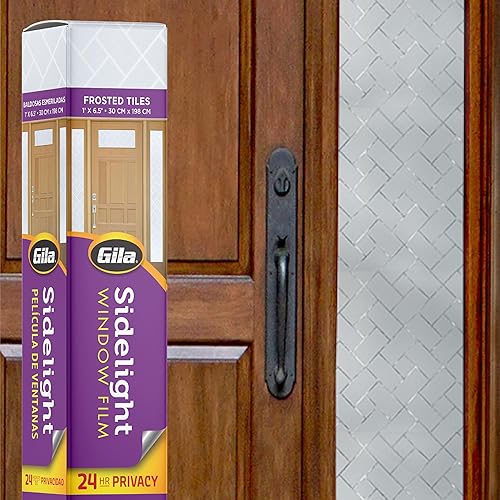 Gila Decoración de privacidad, azulejos esmerilados, luces laterales, entrada residencial, película para ventana, bricolaje, adherencia estática,