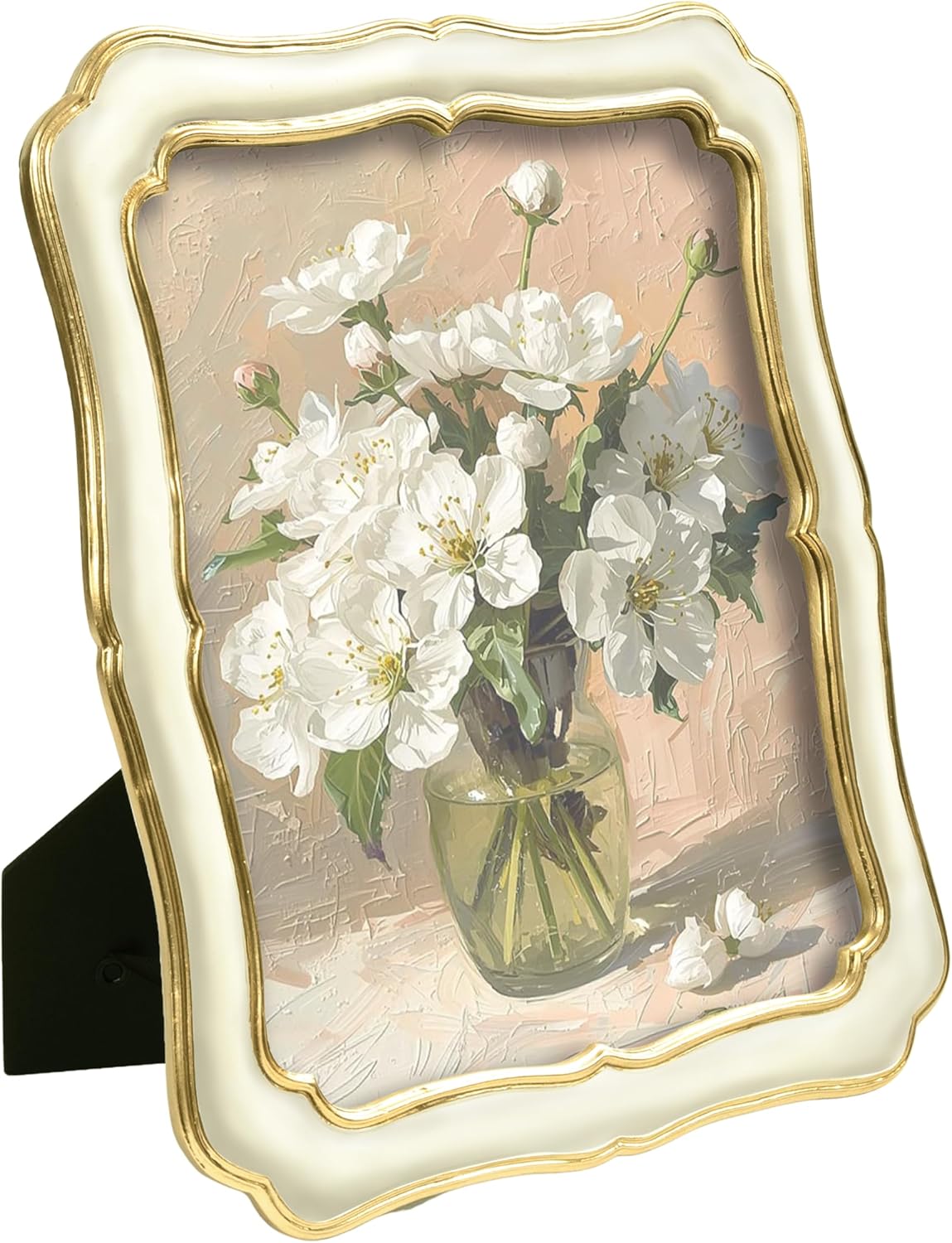 AELS 8x10 Inch White Gold Vintage Picture Frame, Elegant Antique Photo Frames with Glass Front, Photo Display, Tabletop Wall Hanging, Gift Ideas