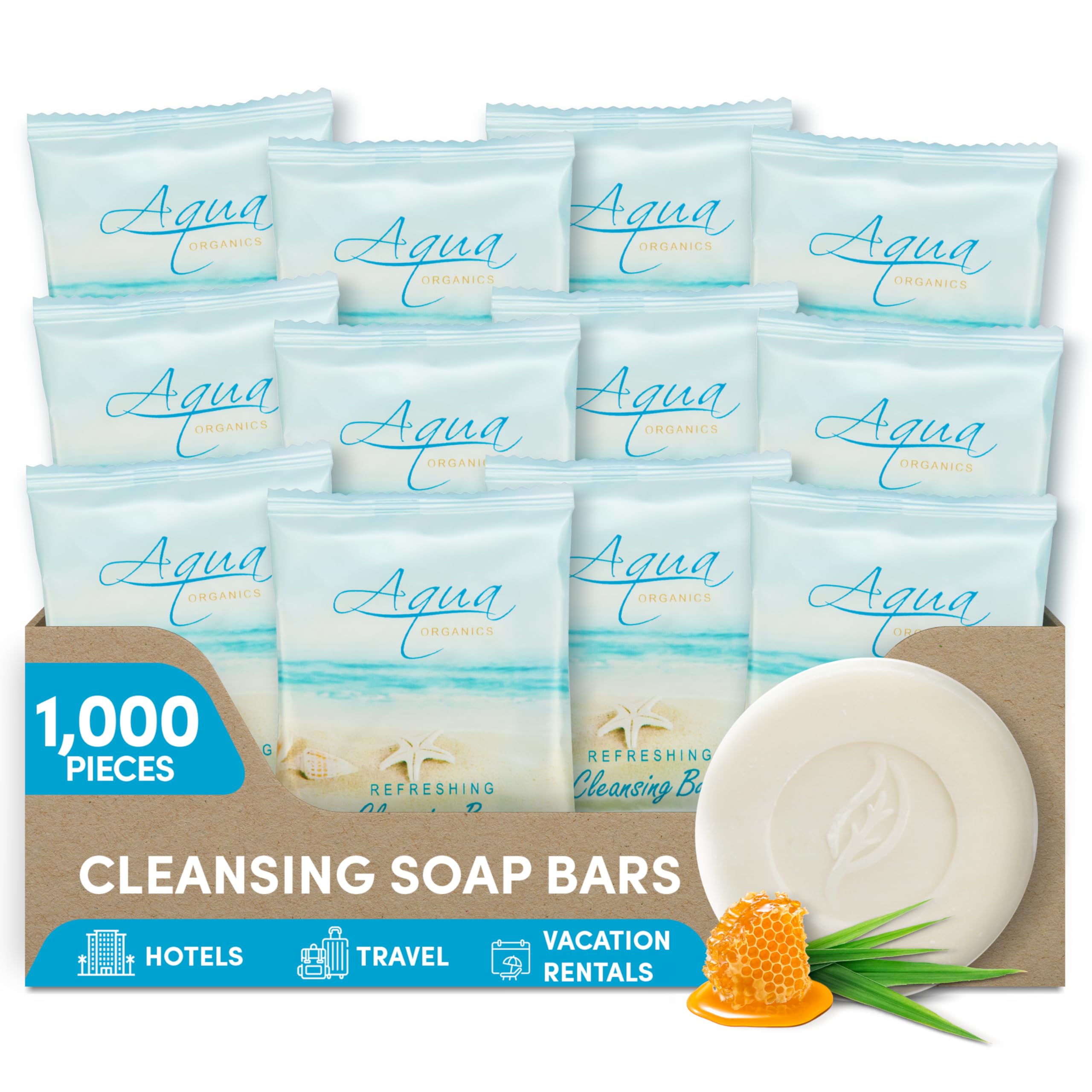 Aqua Organics Sachet Wrapped Cleansing Bar 0.5 oz. With Pure Aloe And Organic Olive Oil (Case of 1000)