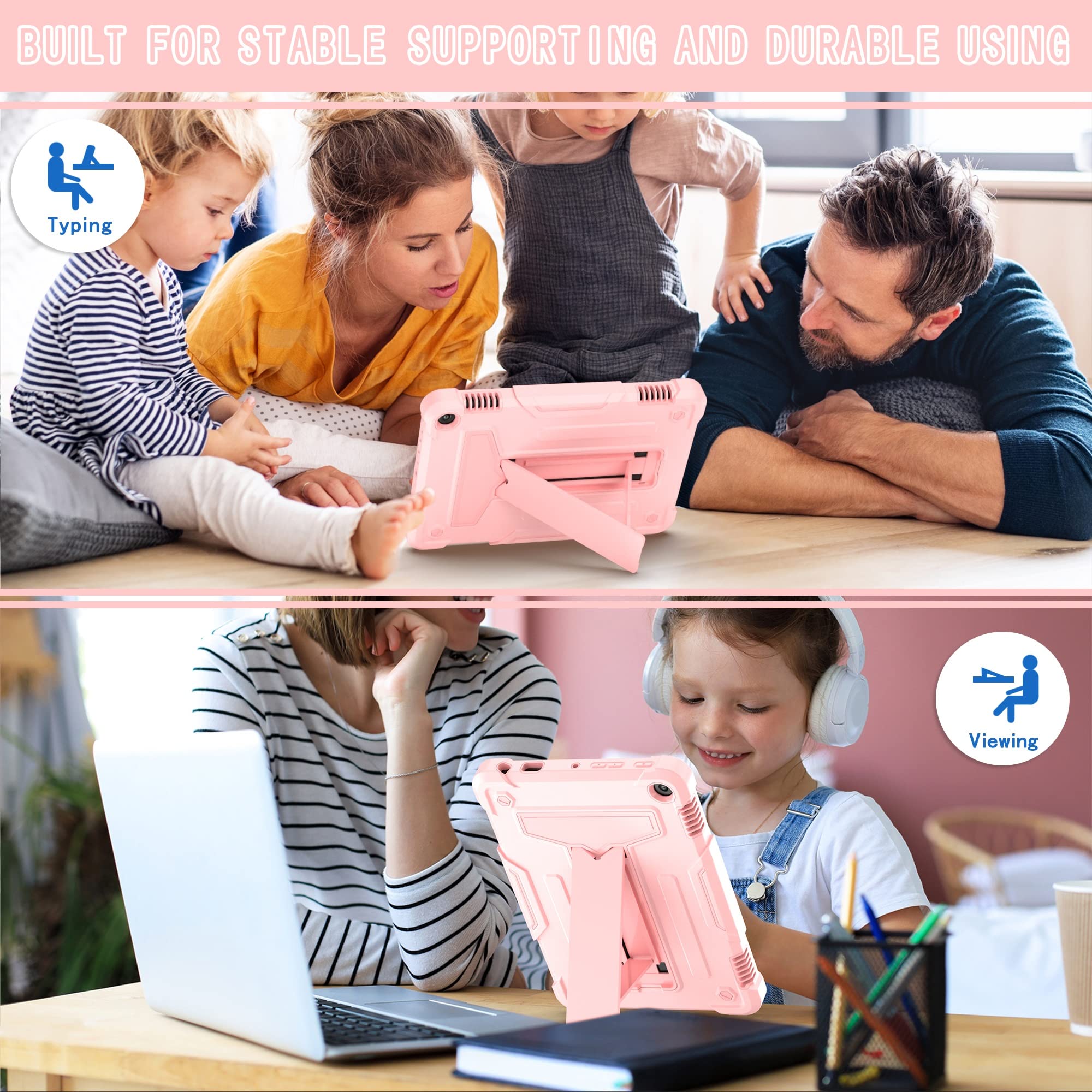 Etui na tablet Kindle Fire HD 8 & Plus (12. generacji, wersja z 2022 r.), z podpórką trójwarstwową hybrydową na cały korpus, wytrzymała, odporna na wstrząsy osłona chroniąca przed upadkiem