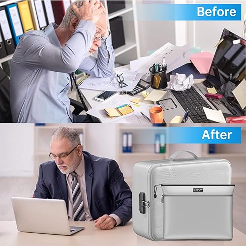 Miniatura 9 de ENGPOW - bolsas de almacenamiento de archivos, bolsa organizadora de documentos ignífuga con bolsa de dinero, bolsa de viaje segura para el hogar y