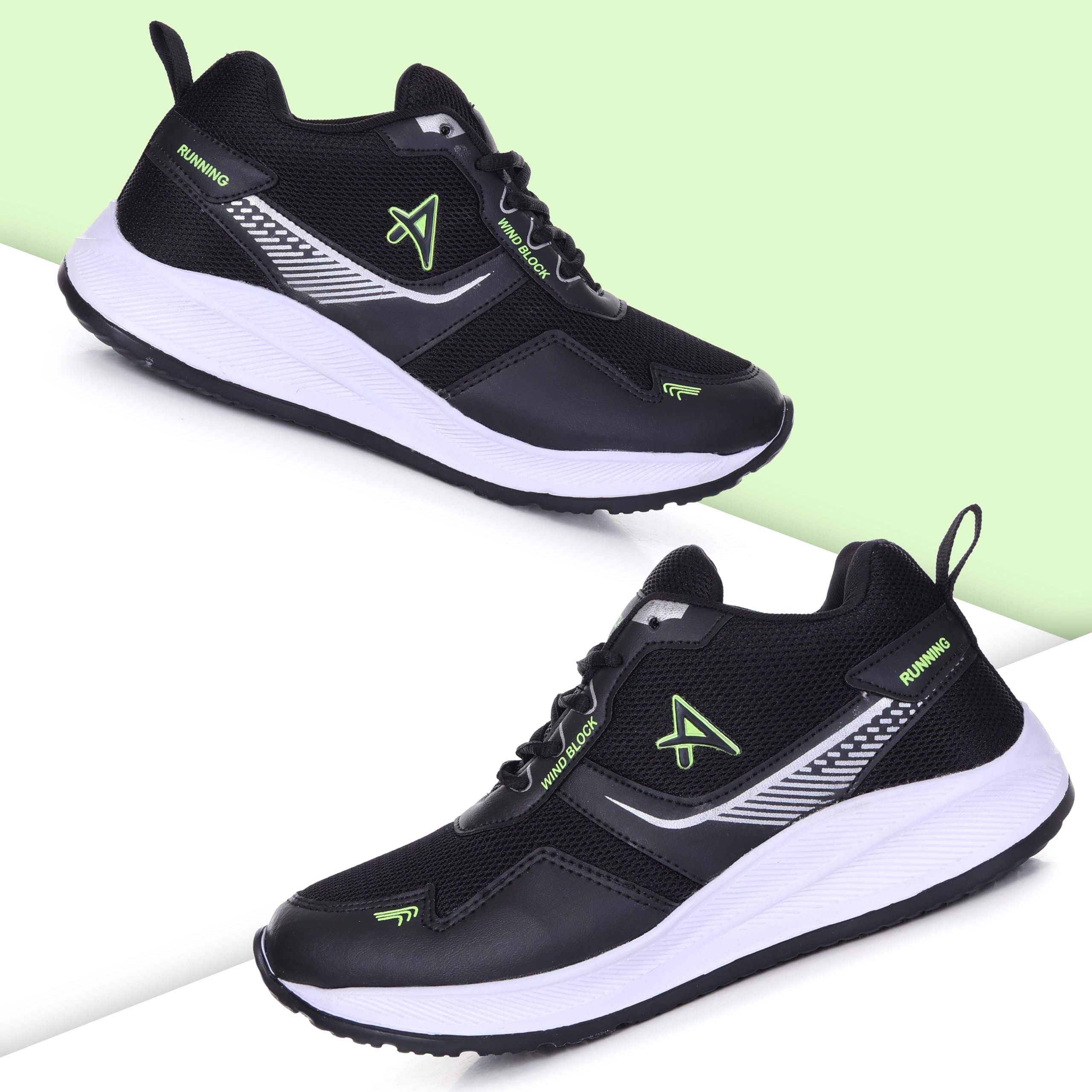 AIRHOOK Men's Thaar Running Walking Sports Shoes, Lightweight, Breathable Mesh Upper, Padded Collar, Multi-Surface Grip, (Black, UK Footwear Size System, Adult, Men, Numeric, Medium, 10) 1
