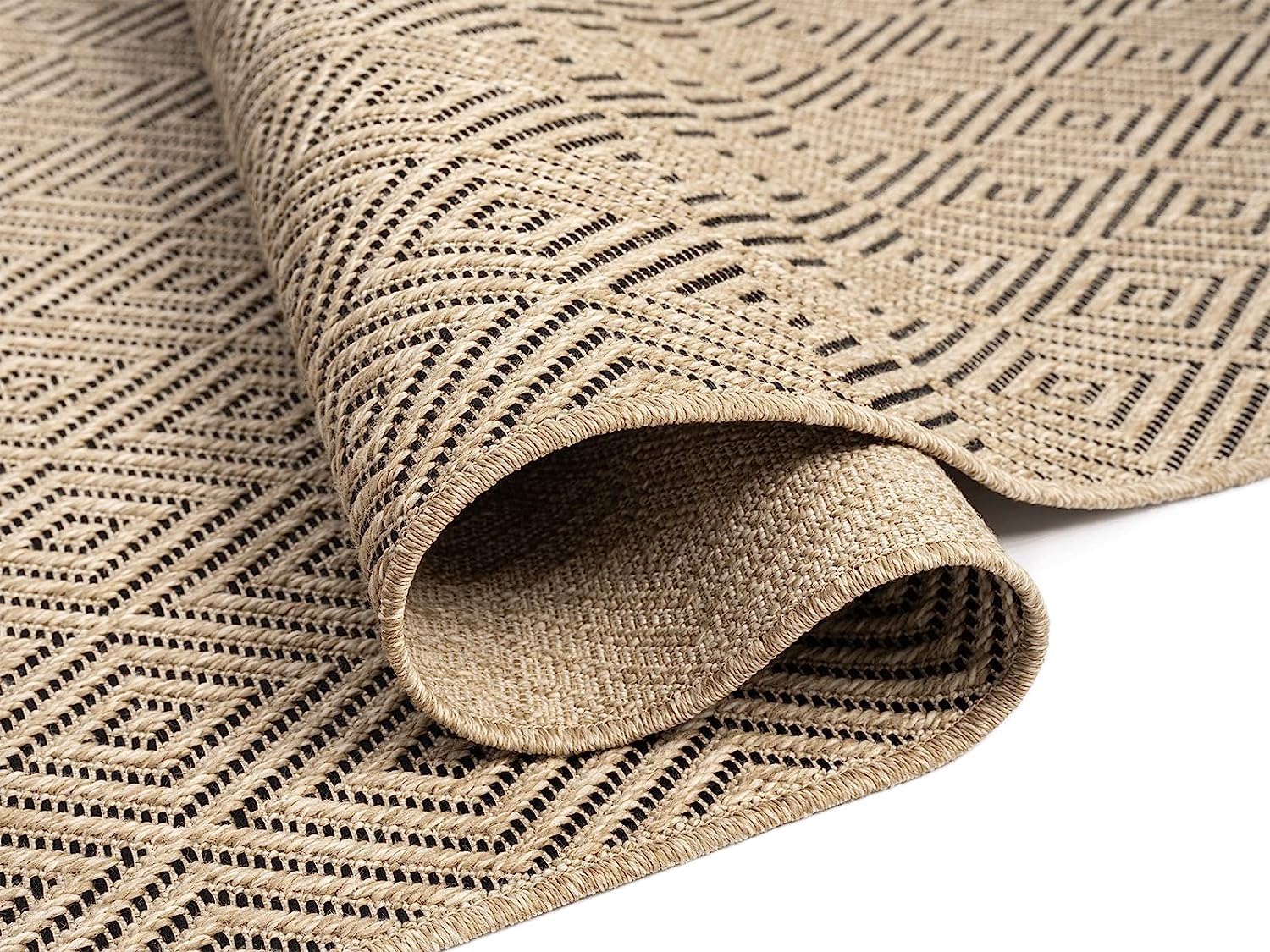 Mias Teppiche Kinsley - Alfombra de Yute Natural para Interior y Exterior, Resistente a la Intemperie, Ideal para Patio y jardín