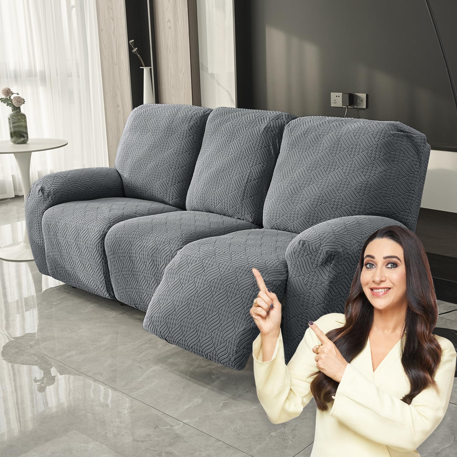 HOKIPO Recliner Sofa Cover - Navy Blue -12
