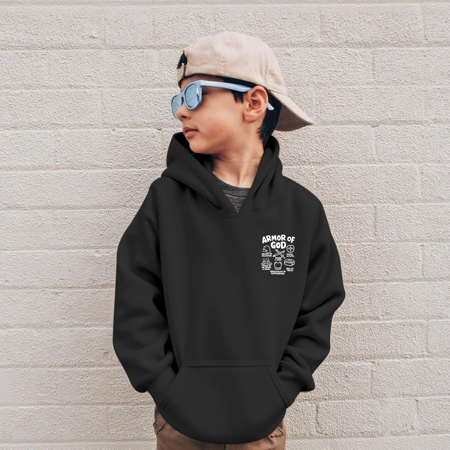 BINTEHGS Christian Hoodies for Kids Religious Faith Hoodie Boys Bible Verse Graphic Sweatshirt Jesus God Pullover with Pocket - Image 2