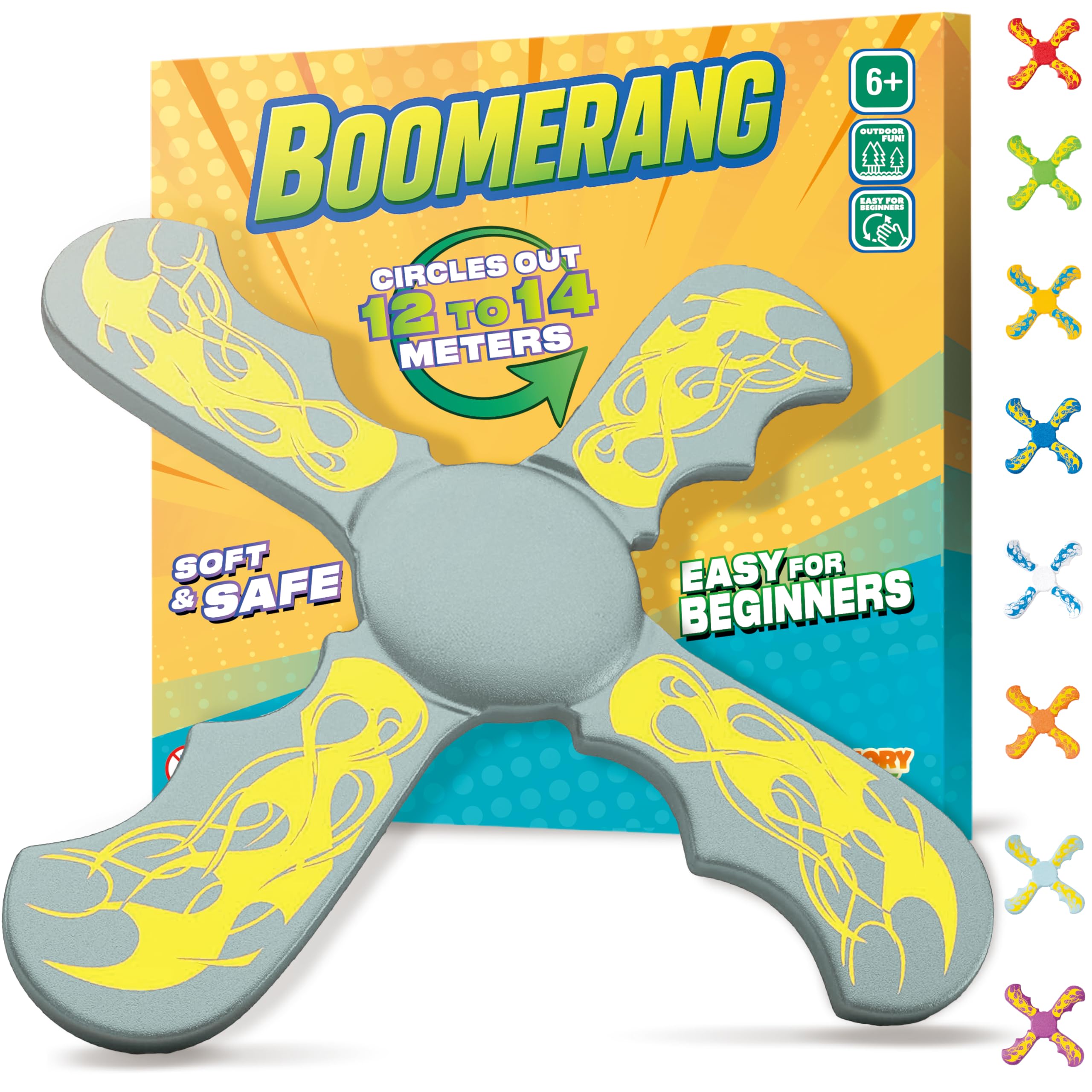 ANCORY Boomerang for Kids, 12m Range - Flying Boomerang Toy - Water Floating Easy-to-Throw Outdoor Toys, Light Blue