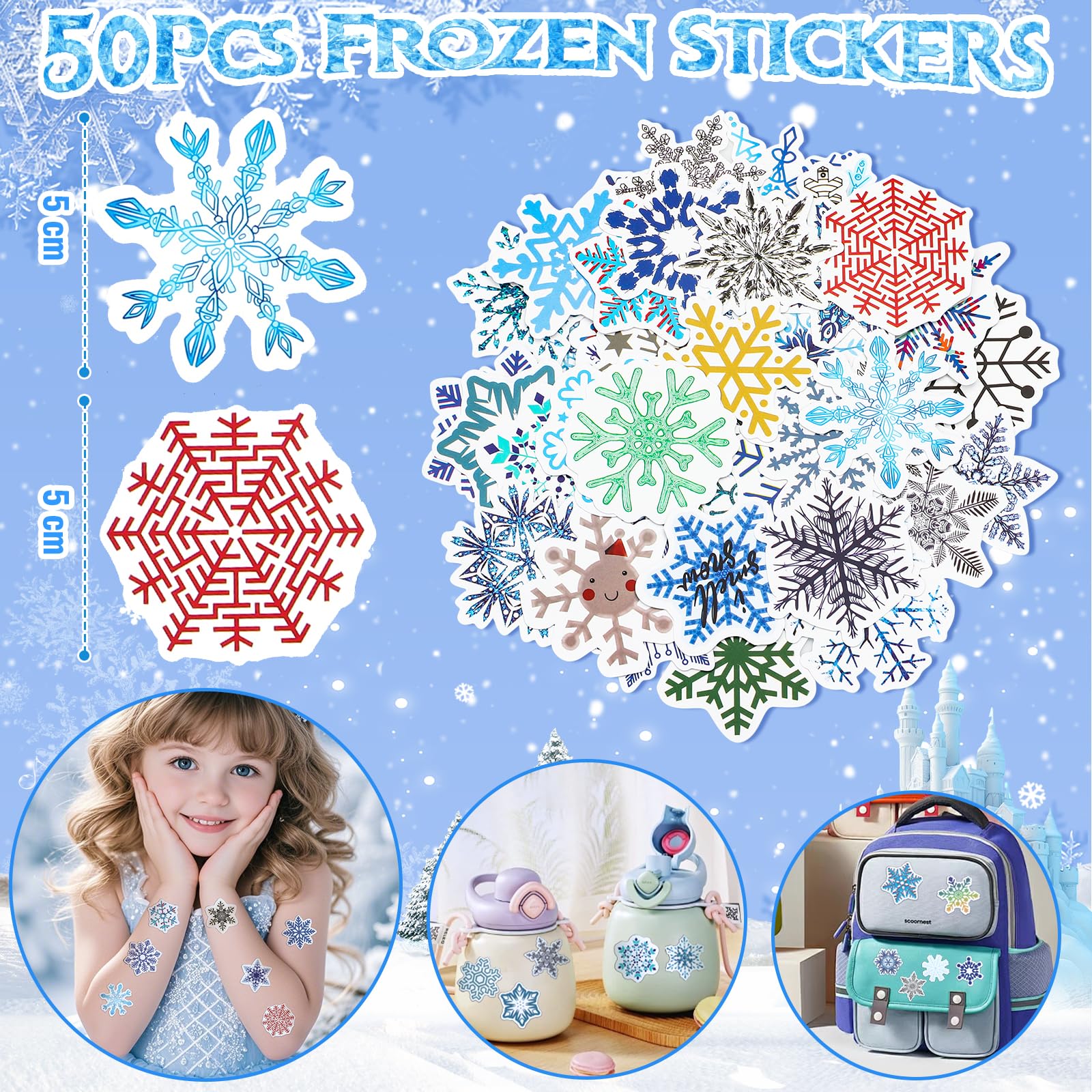 196-teiliges Schneeflocken-Mitgebsel-Set Für Kinderpartys | Mit Stiften, Stickern & Geschenktüten | Winter- & Prinzessinnen-Party