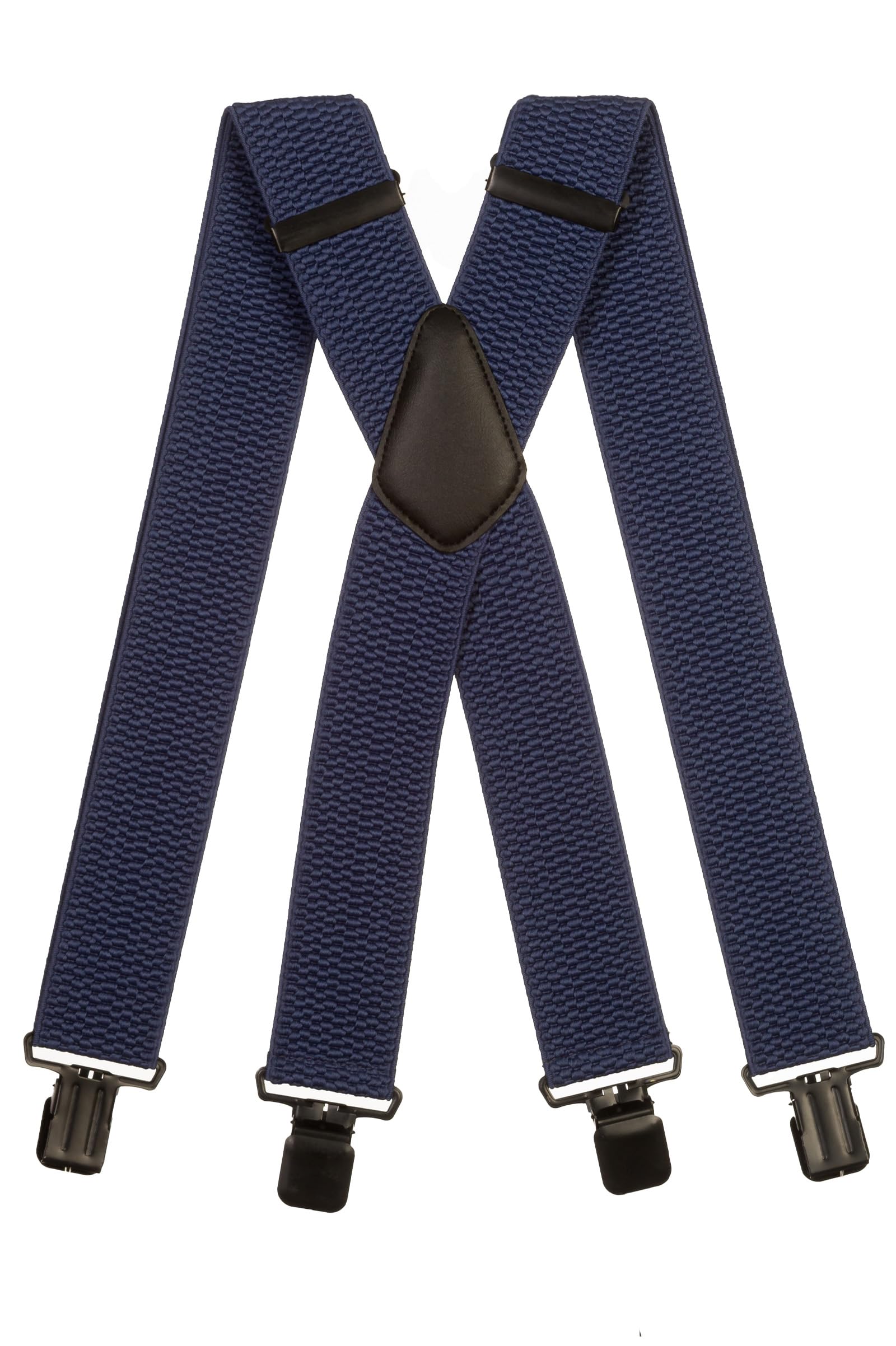 Olata Men's Extra Wide X-Shape Braces/Suspenders - 5cm. Blue (Black Clips)